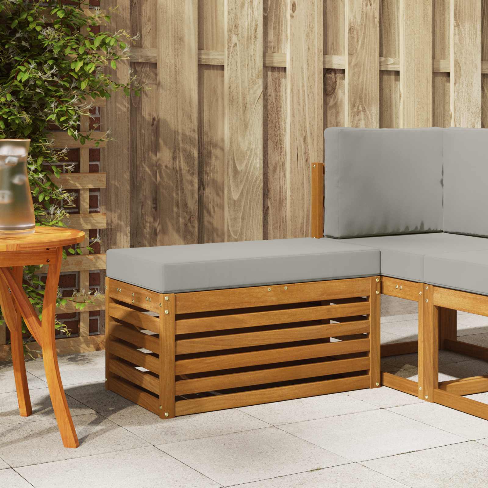 Buitenstoolbank Massief Acaciahout Naturel image 1