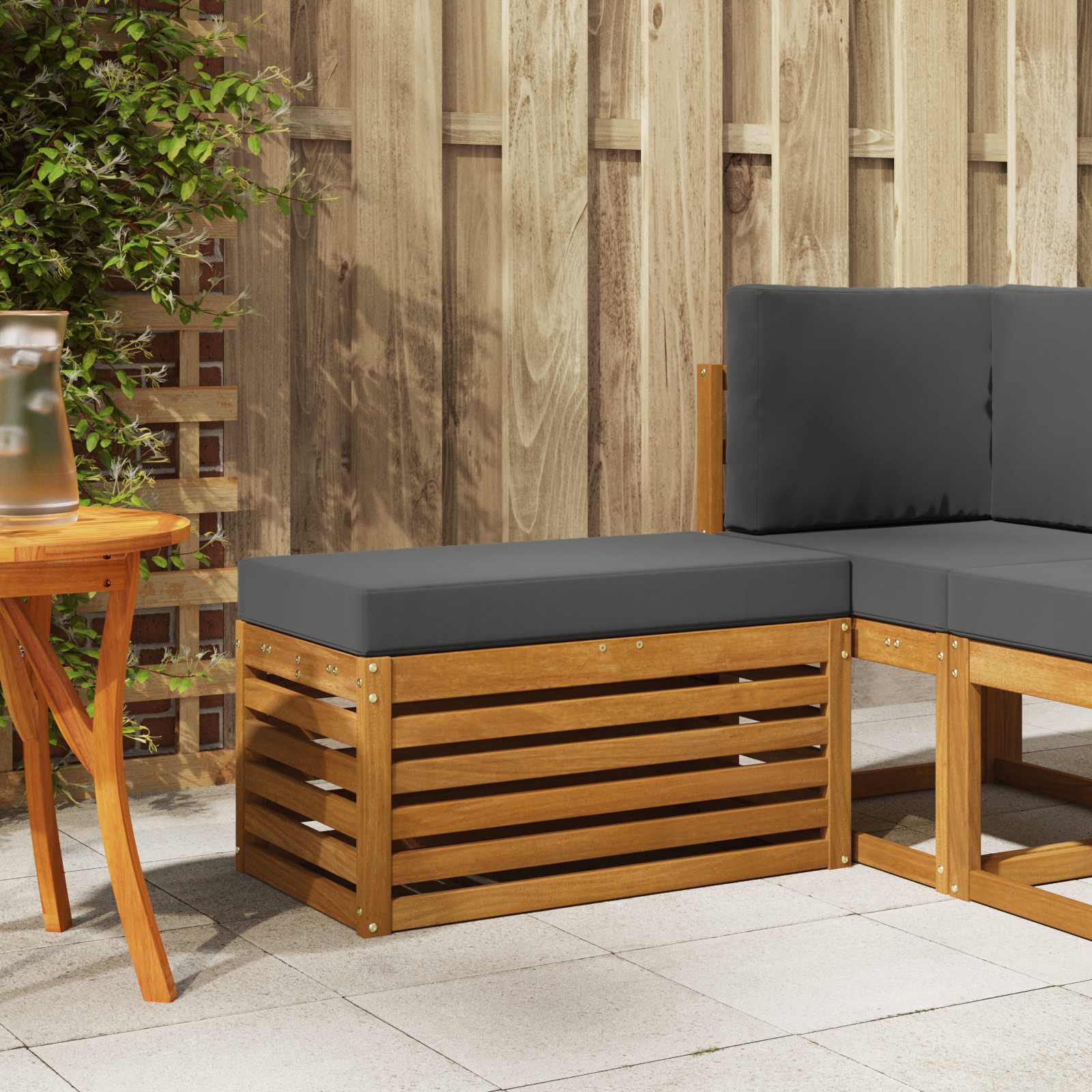 Buitenstoolbank Massief Acaciahout Naturel image 1