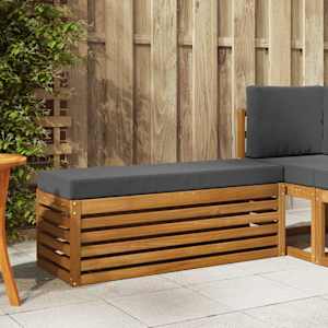 Stolček klop z blazino Naravna in antracitna 115 x 43 x 37 cm