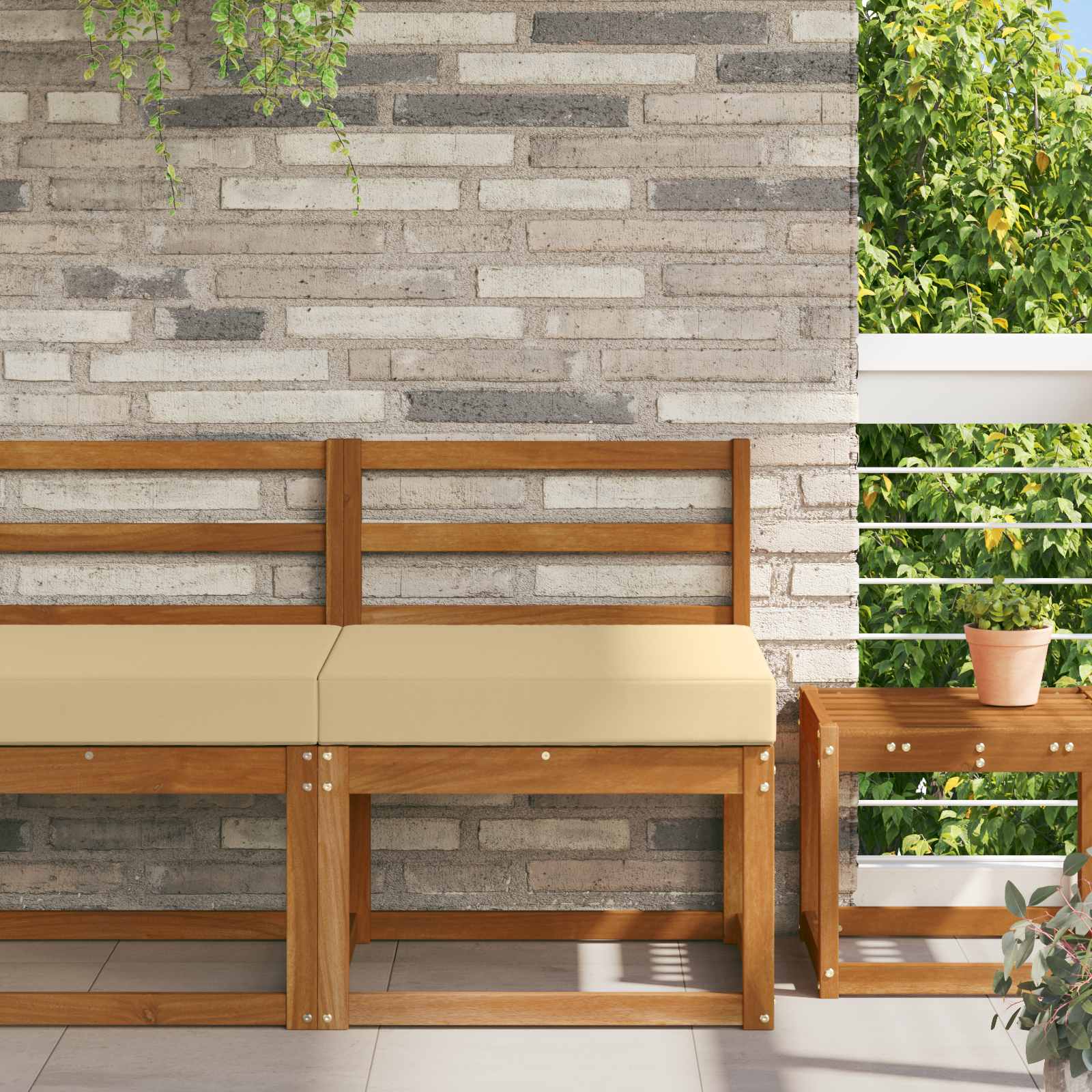 Buiten bankkussen Beige 60 x 60 x 8 cm Polyester image 1