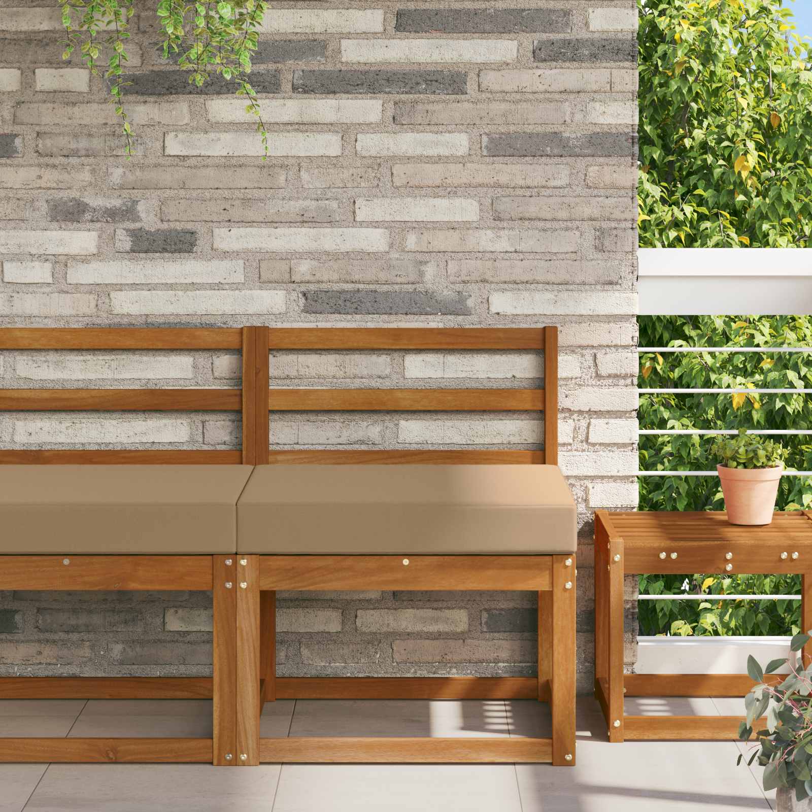 Buiten bankkussen Taupe 60 x 60 x 8 cm Polyester image 1