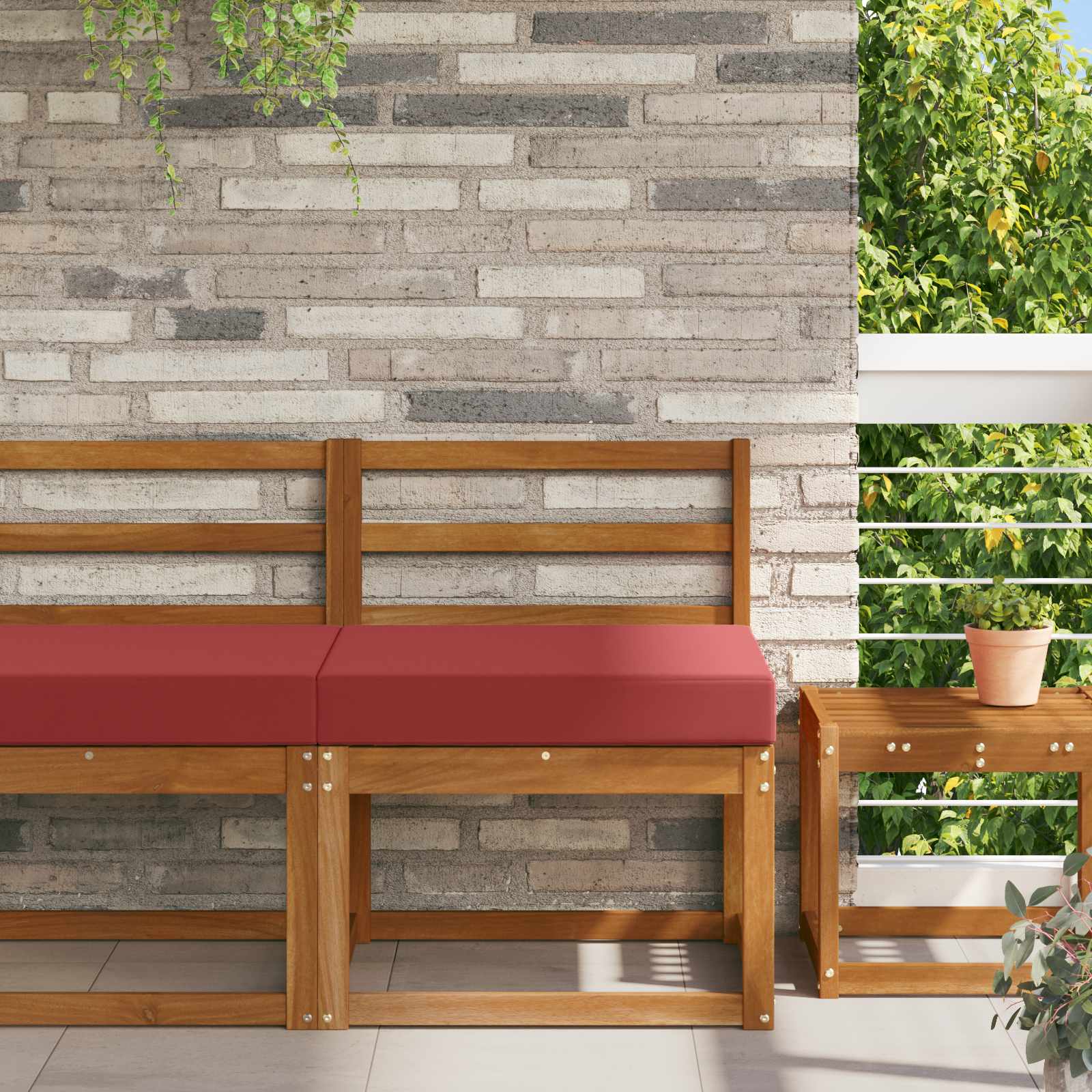 Buiten bankkussen Wijnrood 60 x 60 x 8 cm Polyester image 1