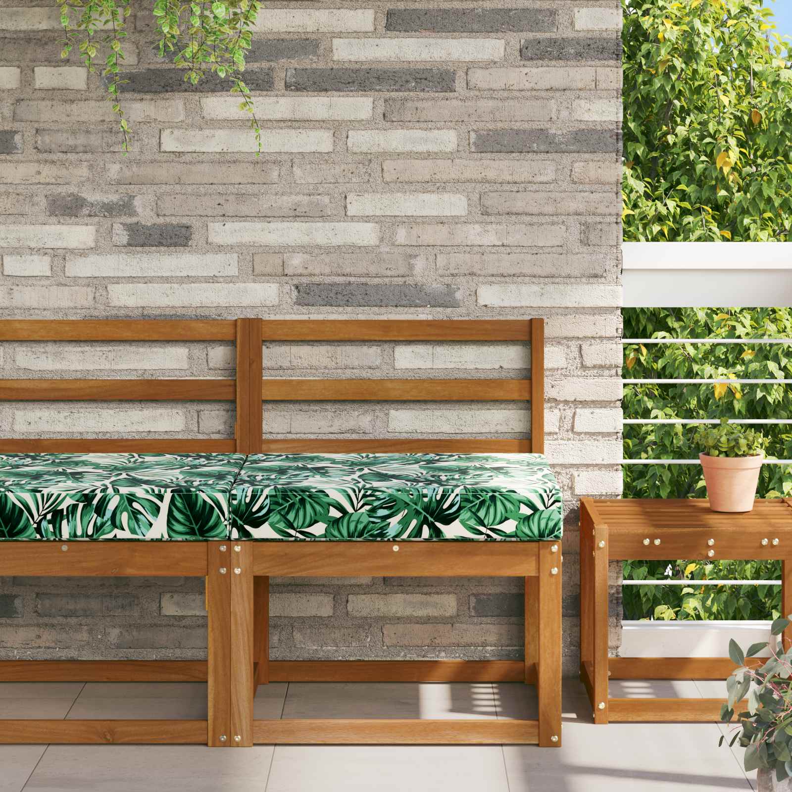 Buiten bankkussen Bladpatroon 60 x 60 x 8 cm Polyester image 1