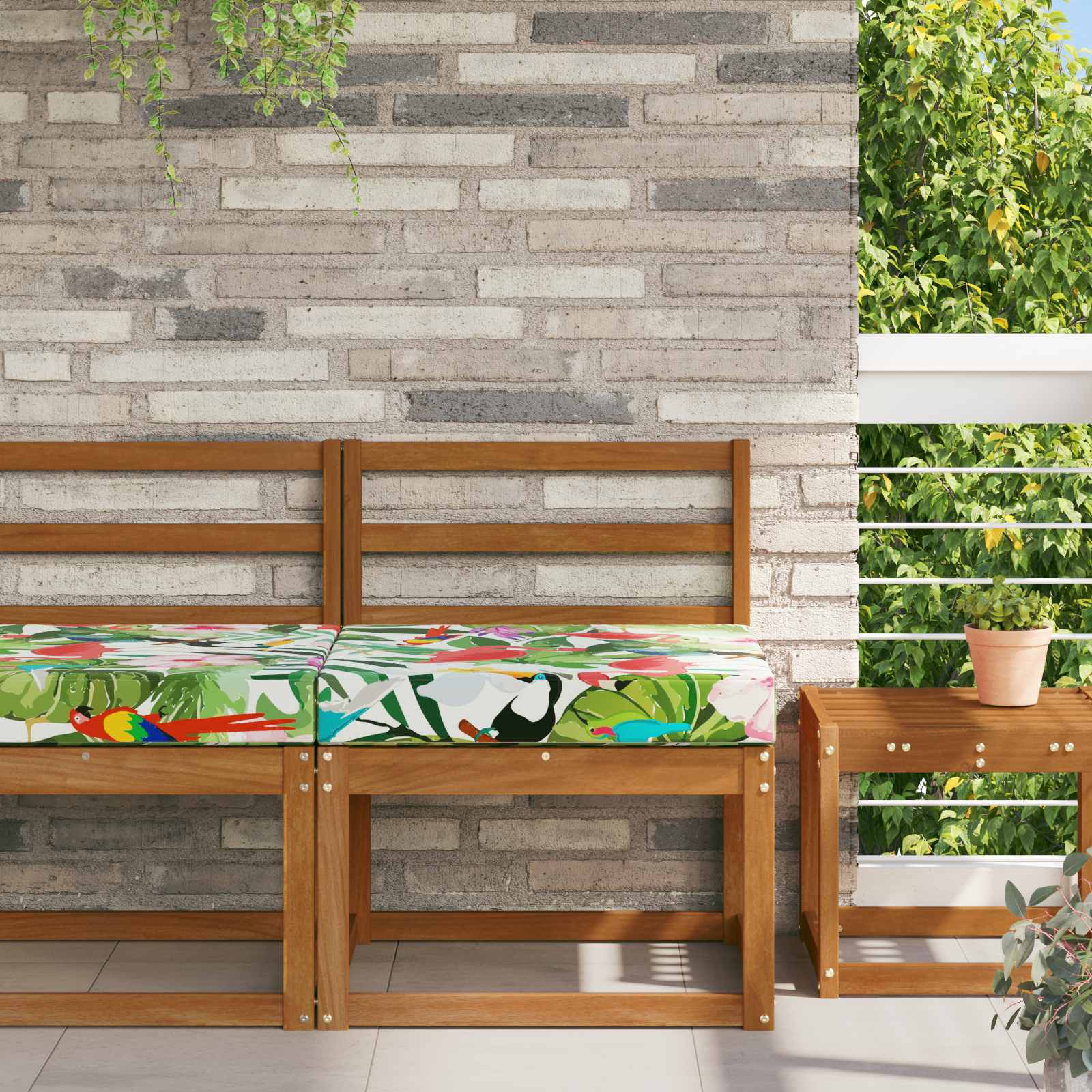 Buiten bankkussen kleurrijk 60 x 60 x 8 cm Polyester image 1