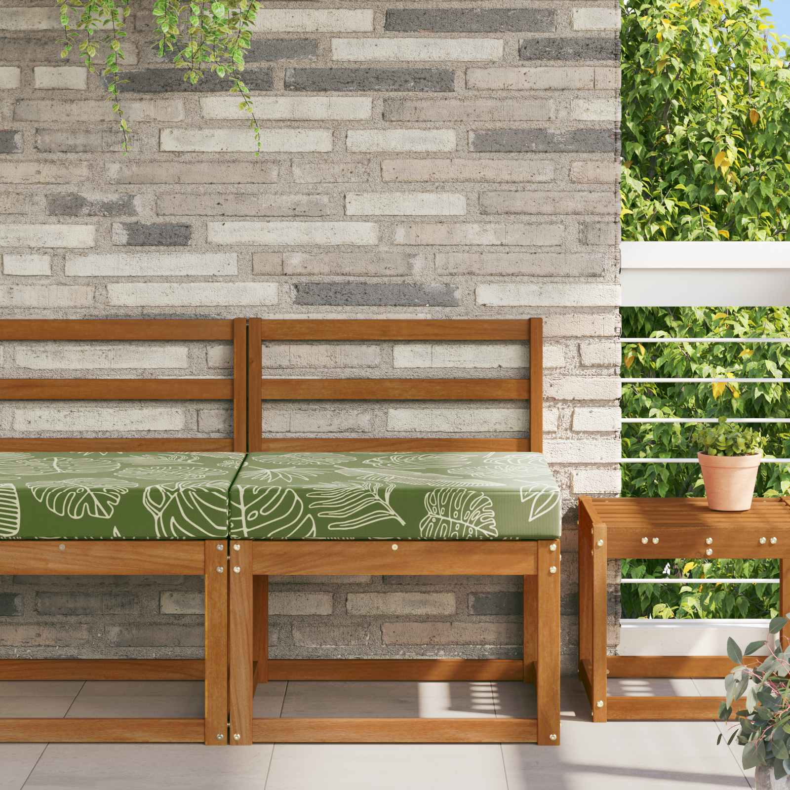 Buiten bankkussen Bladontwerp 60 x 60 x 8 cm Polyester image 1