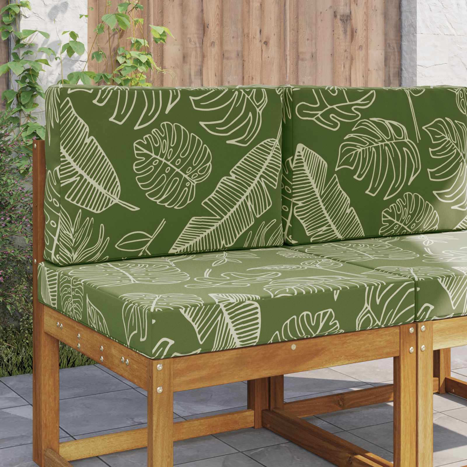 Buiten bankkussen 2 pcs Bladontwerp Polyester image 1