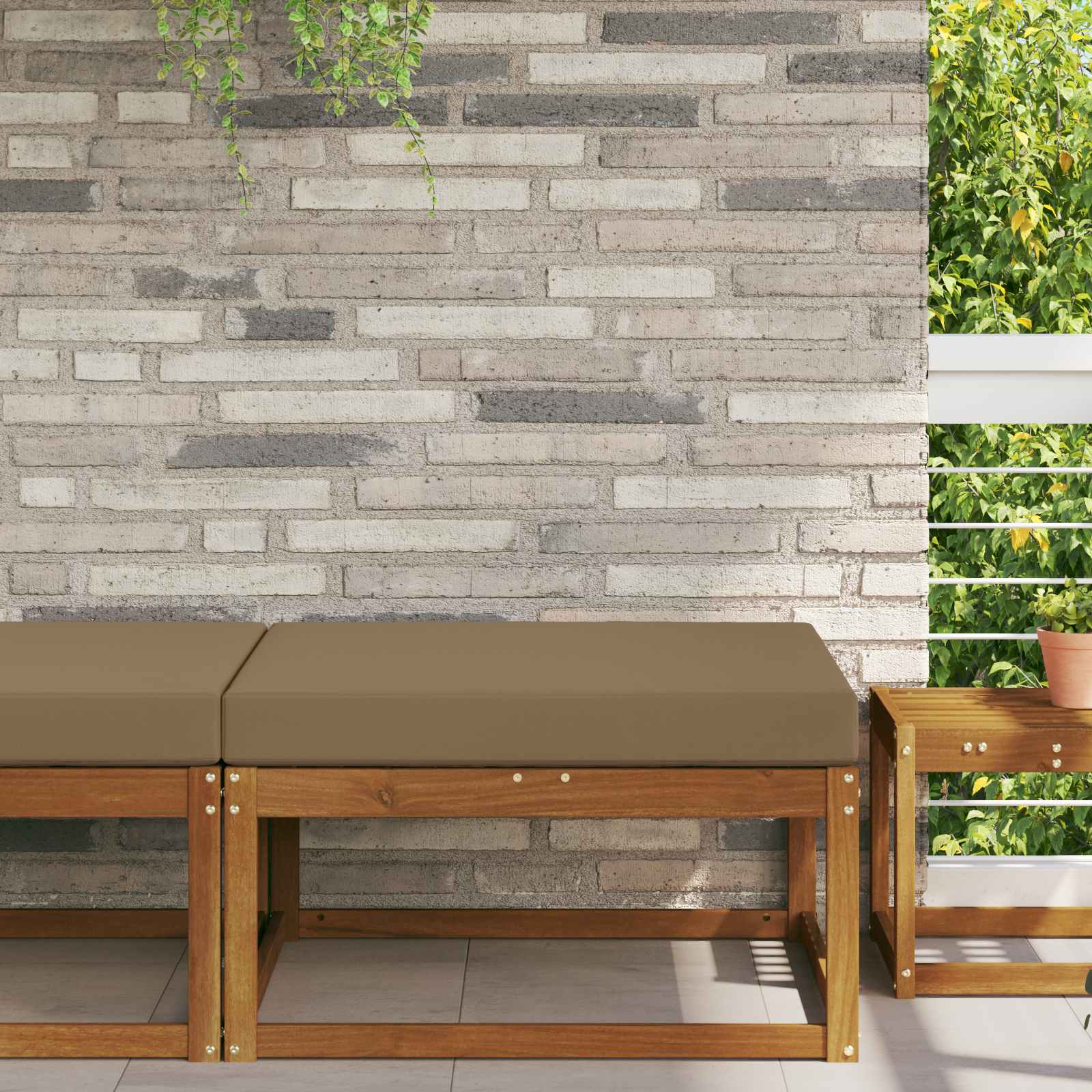 Buiten bankkussen Taupe 80 x 80 x 8 cm Polyester image 1