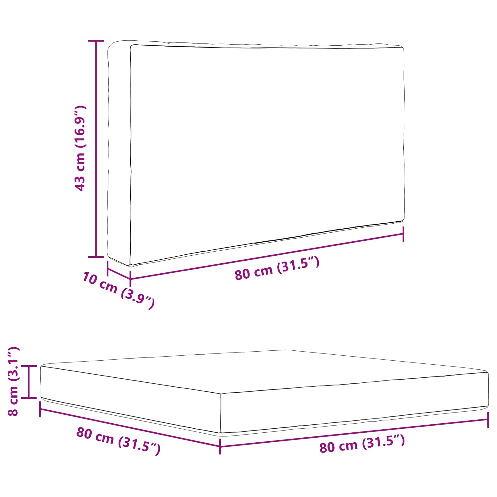 Buiten bankkussen 2 pcs Zwart Polyester image 10