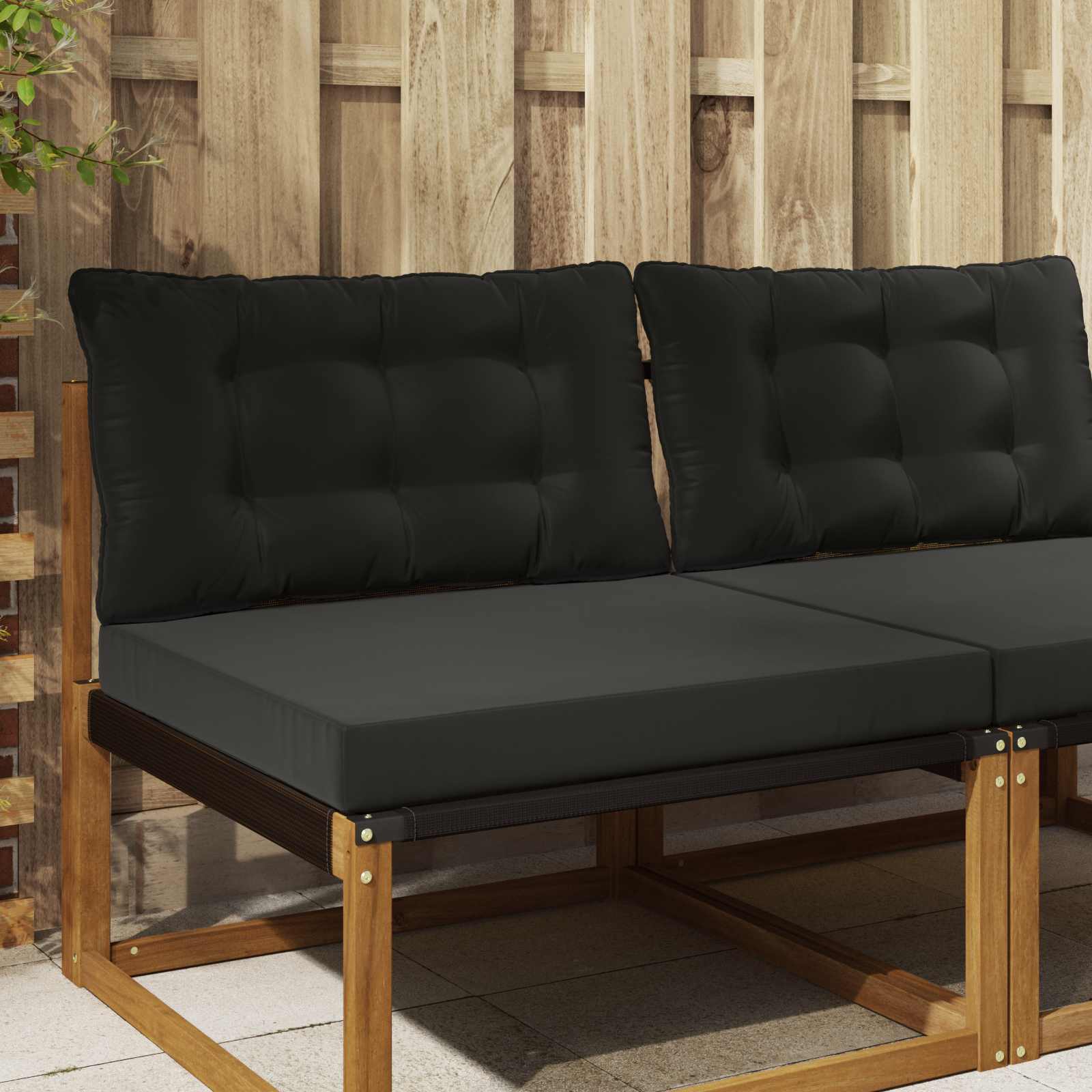 Buiten bankkussen 2 pcs Zwart Polyester image 1