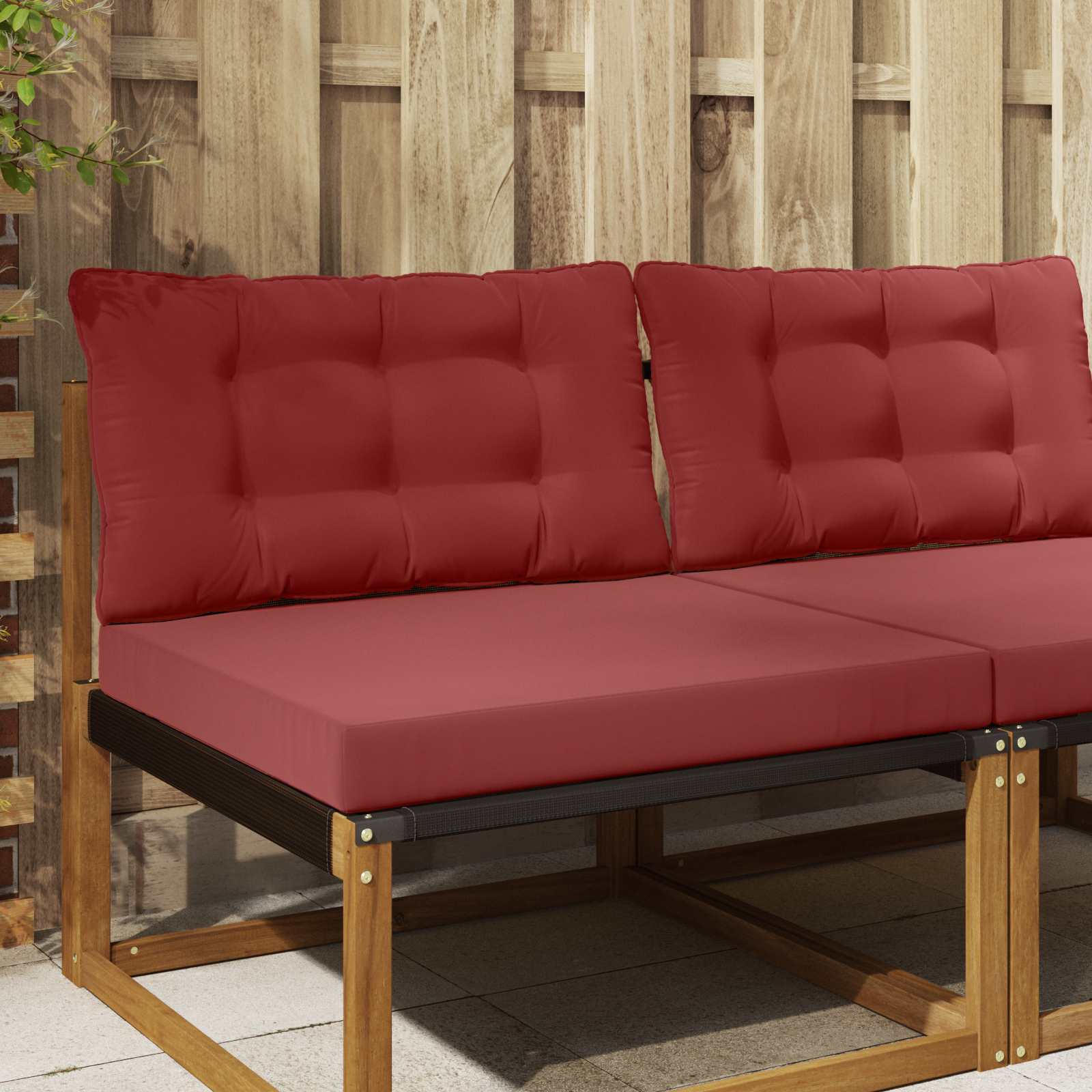 Buiten bankkussen 2 pcs Wijnrood Polyester image 1