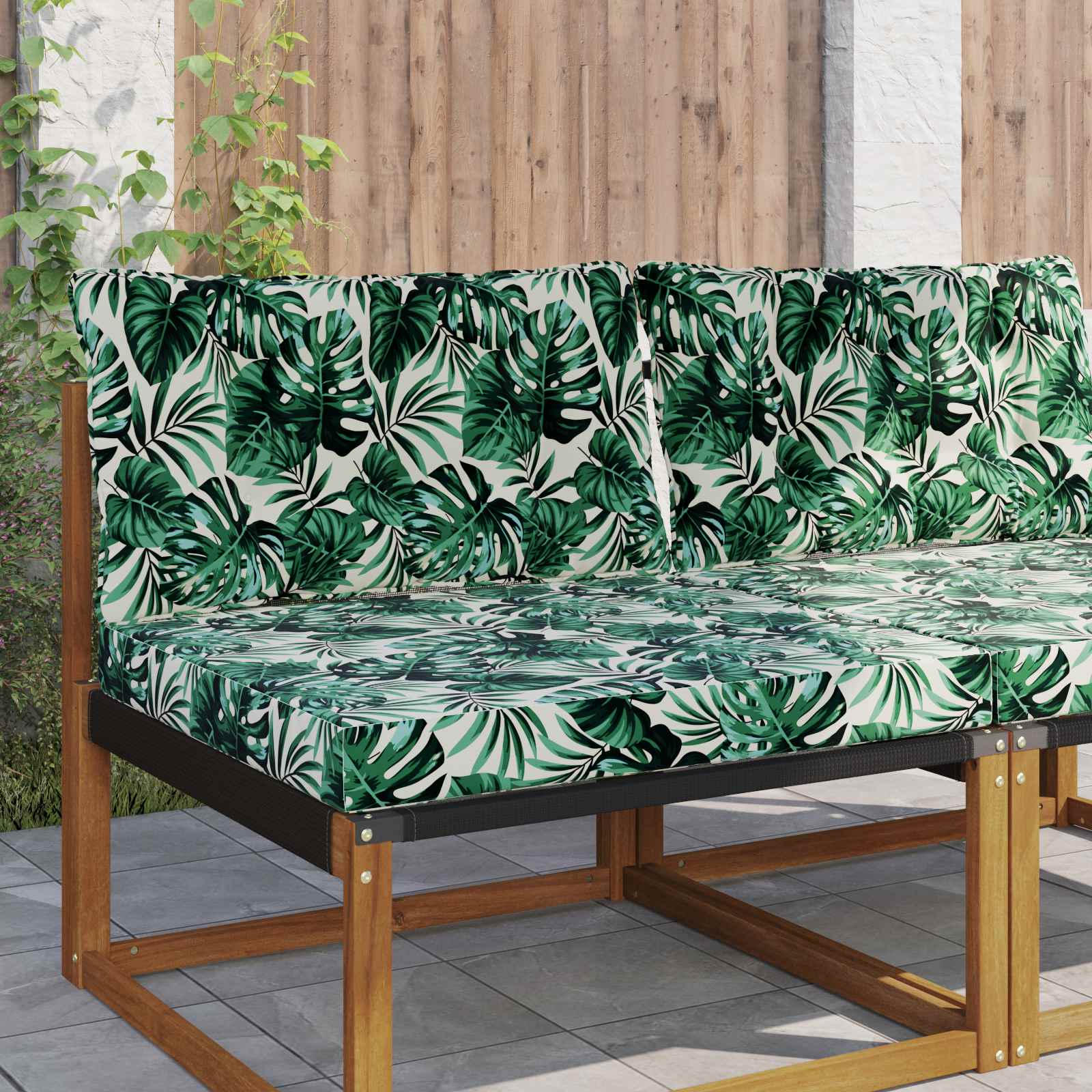 vidaXL Sofakissen für draußen 2 pcs Blattmuster Polyester