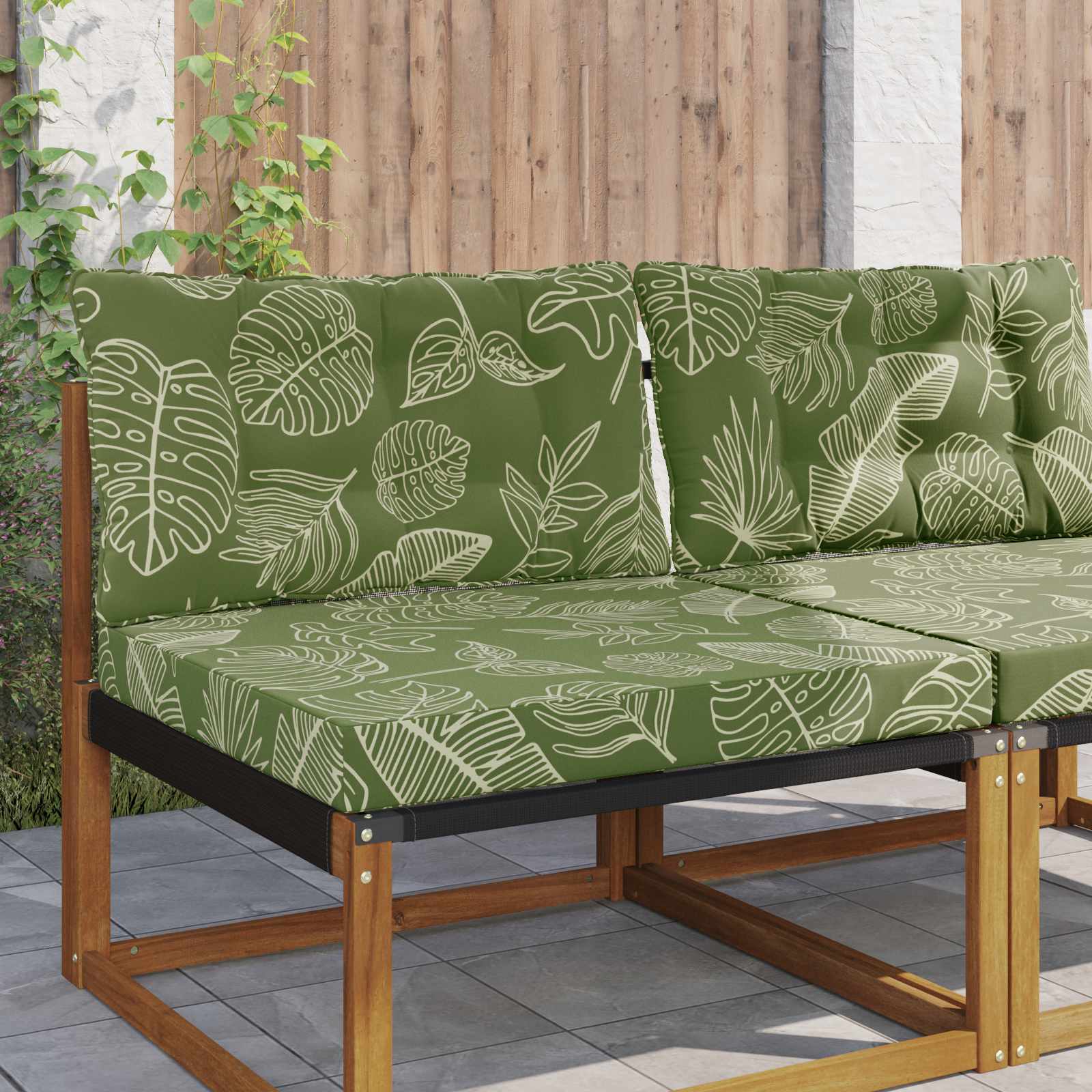 Buiten bankkussen 2 pcs Bladontwerp Polyester image 1