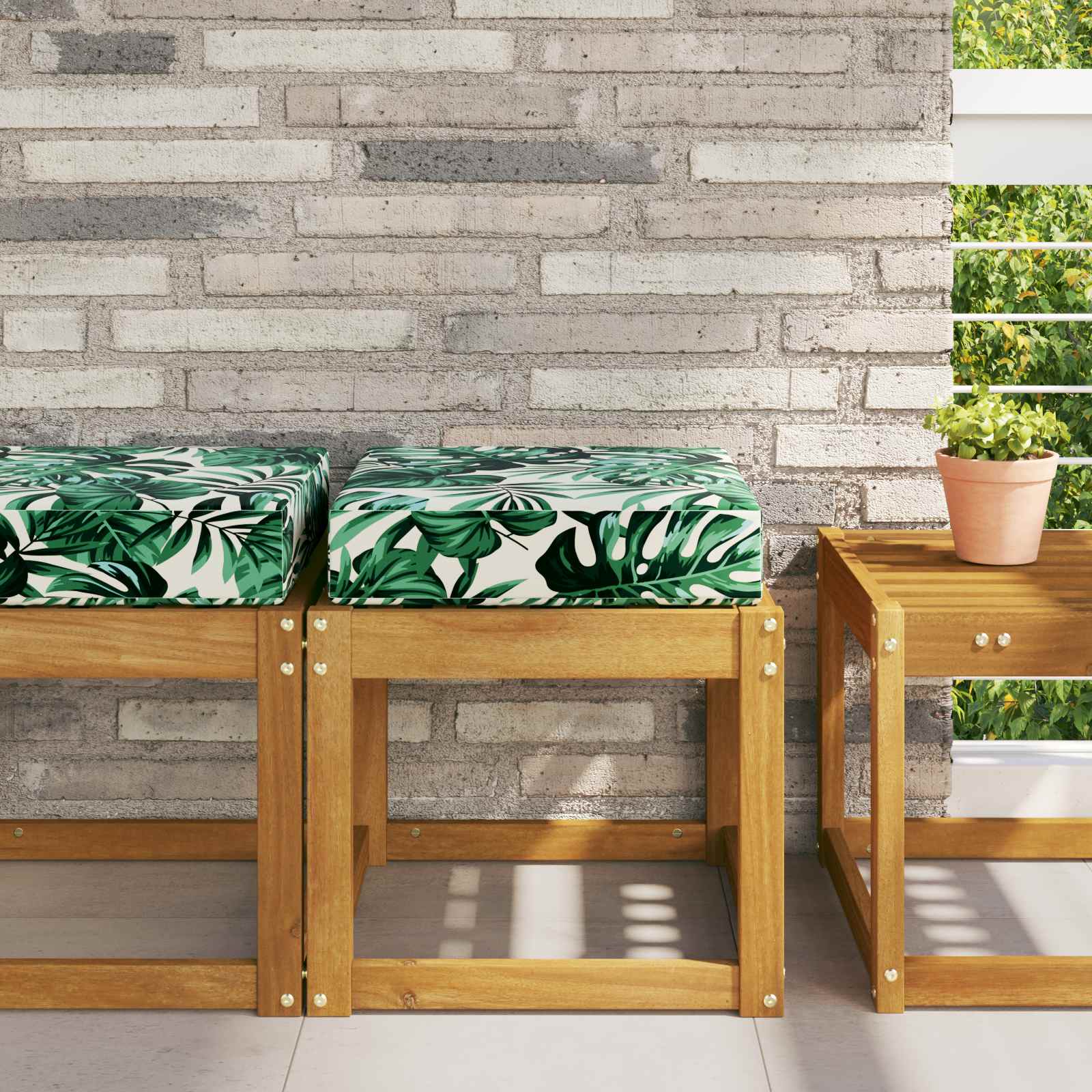 vidaXL Sitzkissen für Outdoor Blattmuster 40 x 40 x 8 cm