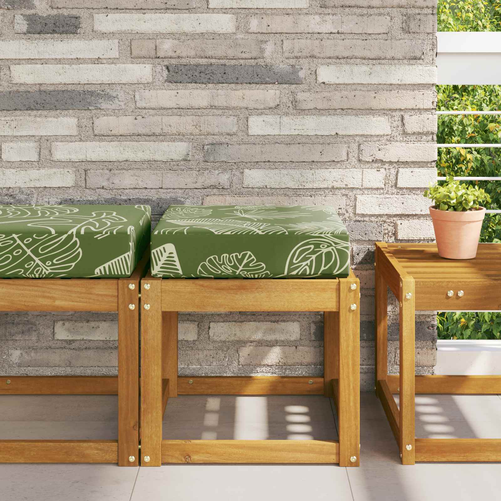 Buiten Zitkussen Groene Bladeren 40 x 40 x 8 cm 100% Polyester image 1