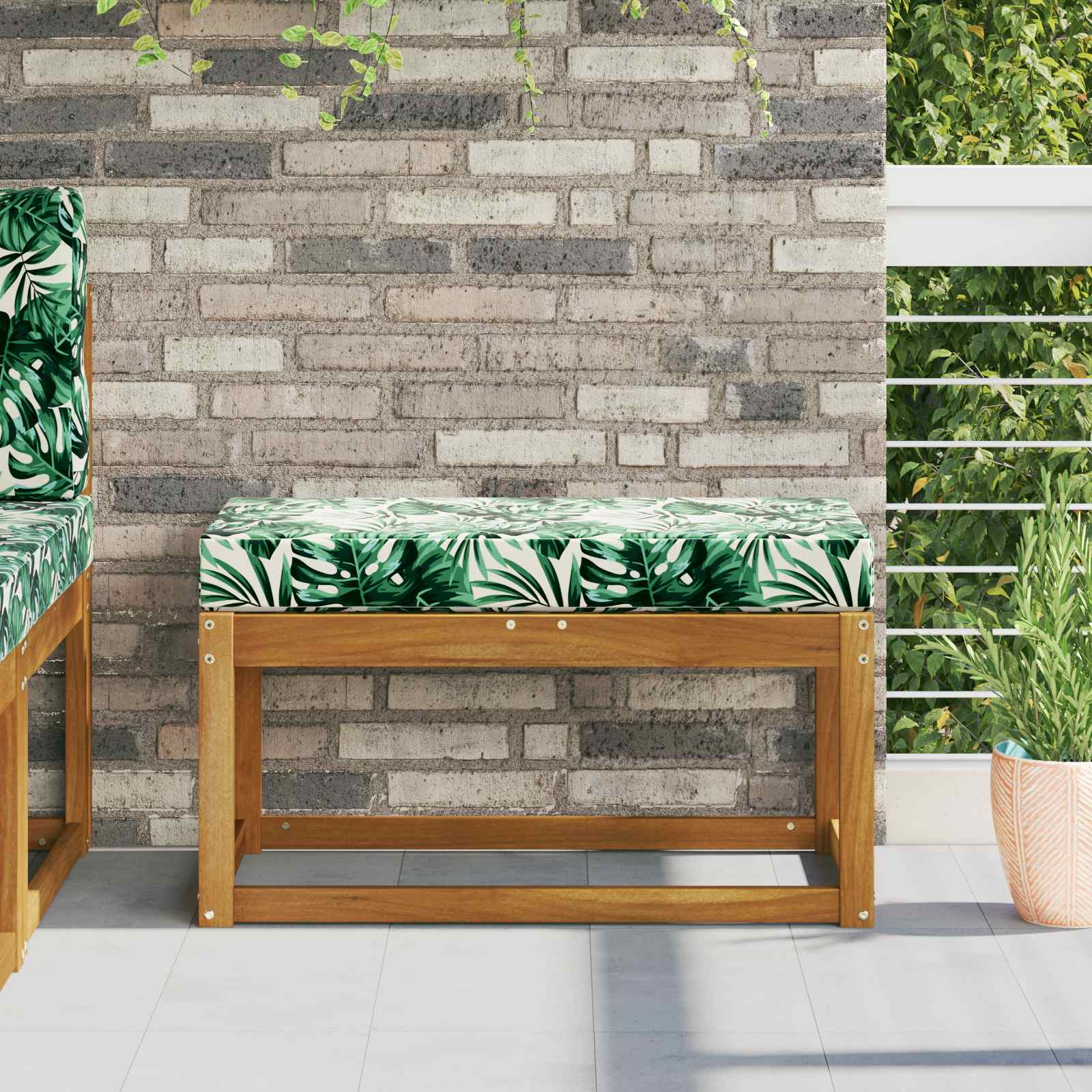 vidaXL Sitzkissen für Outdoor Tropische Blätter 80 x 40 x 8 cm