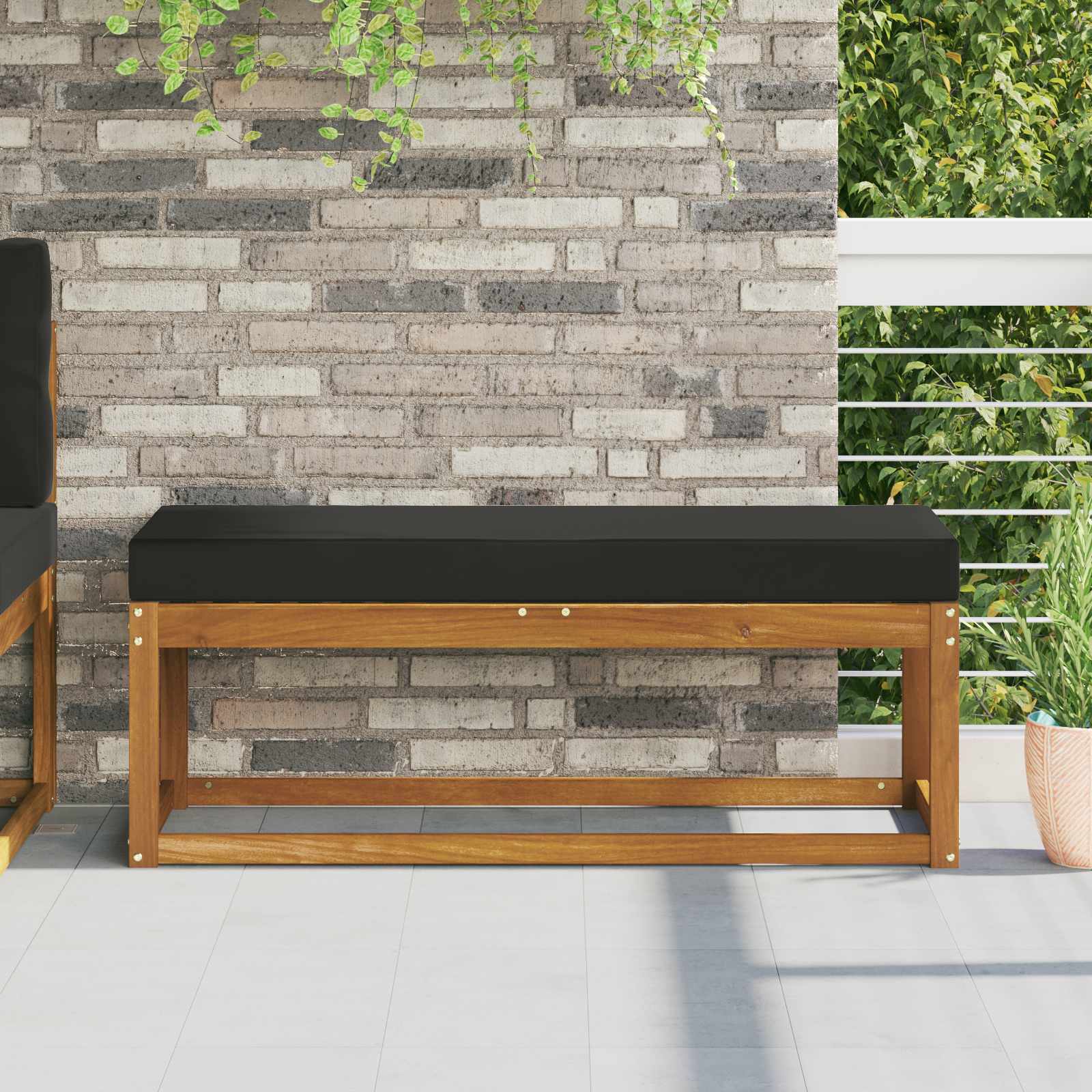 vidaXL Sitzkissen für Outdoor Schwarz 111,5 x 40 x 8 cm