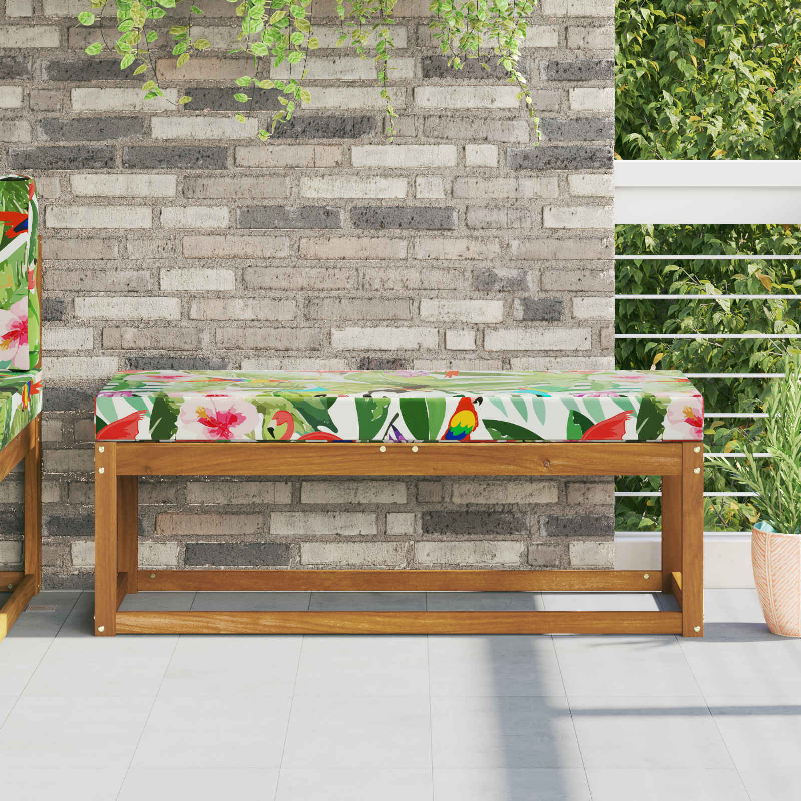 vidaXL Sitzkissen für Outdoor Bunt 111,5 x 40 x 8 cm 100 % Polyester