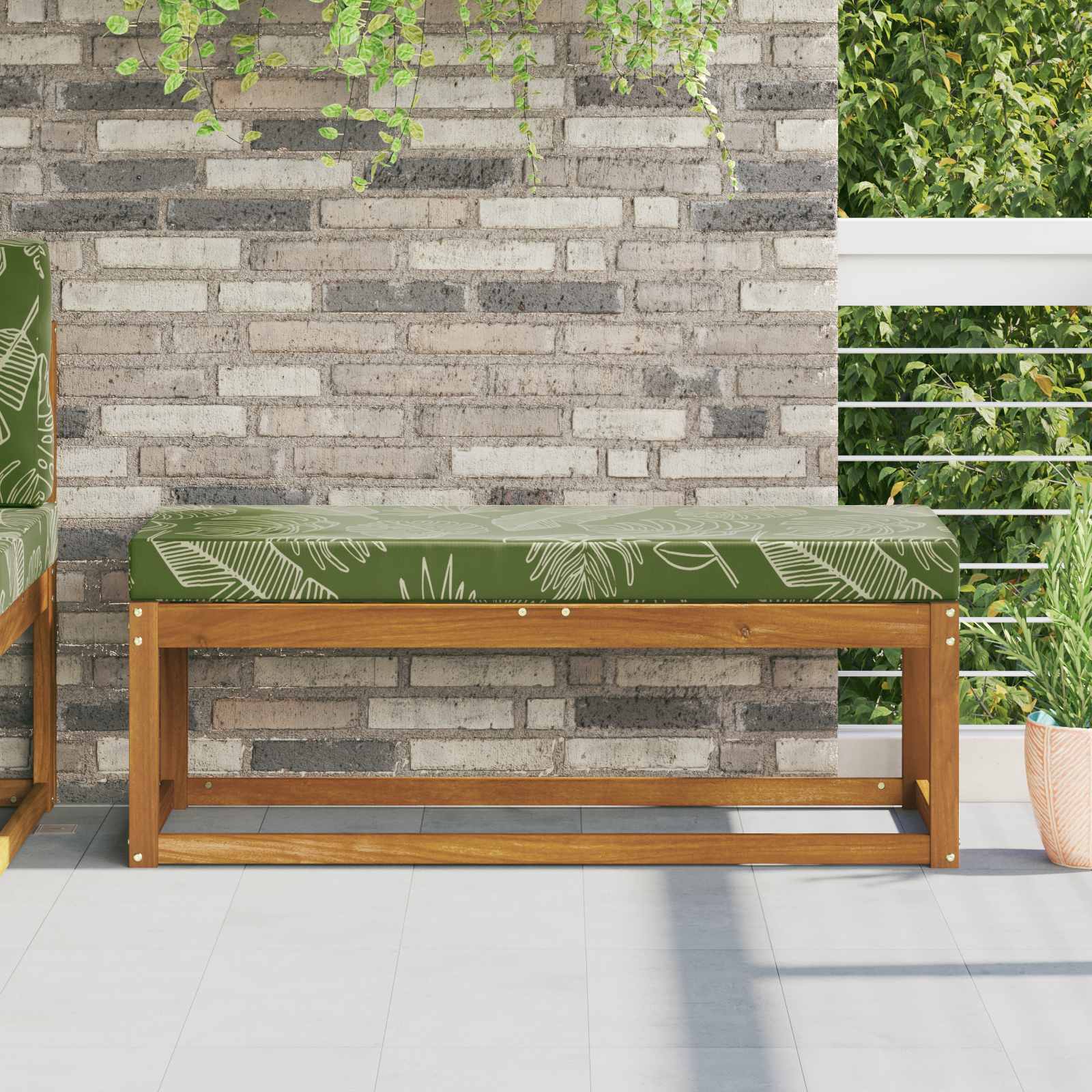 Buiten Zitkussen Groene Bladeren 111,5 x 40 x 8 cm image 1