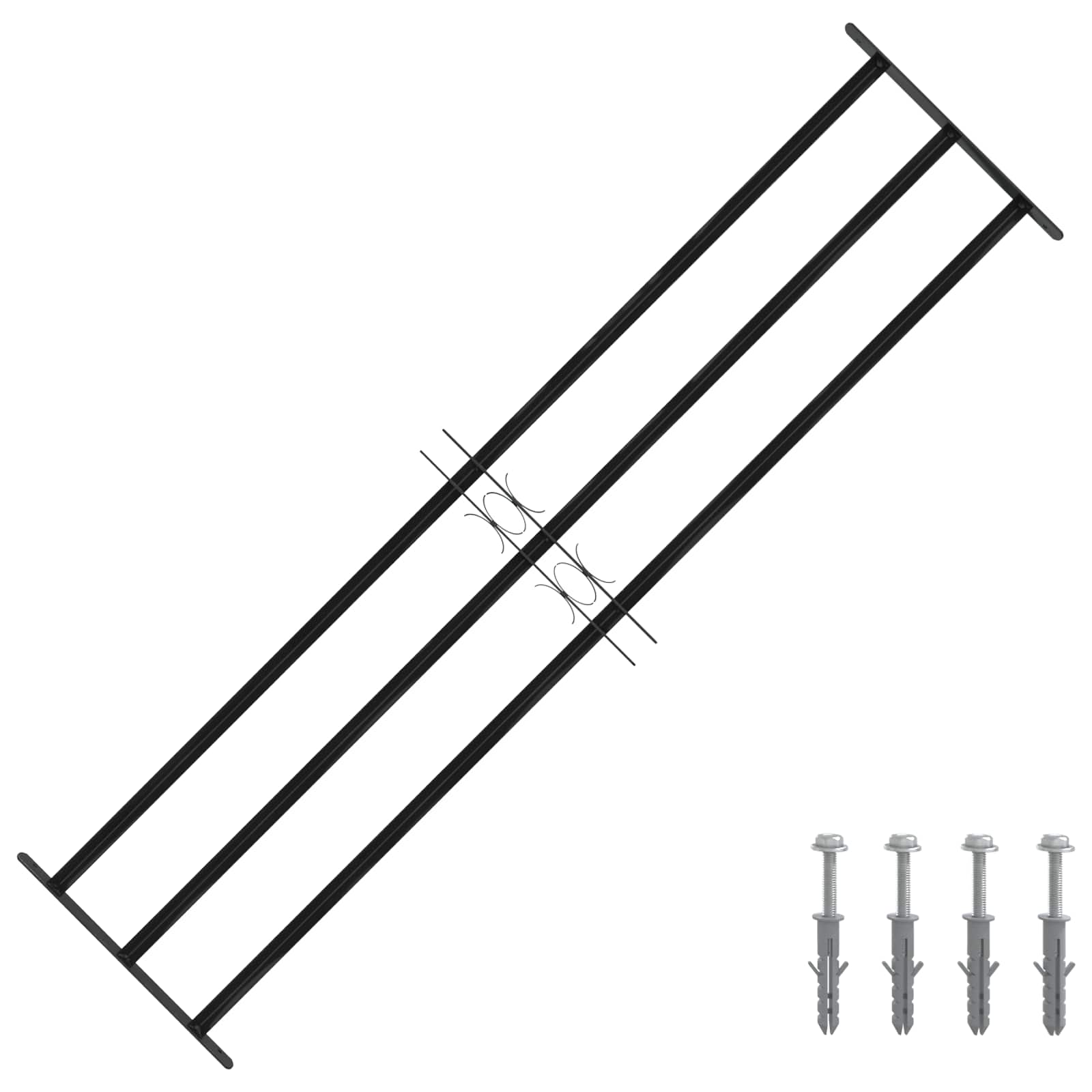 vidaXL Fenstergitter Schwarz 174 x 45 cm Pulverbeschichteter Stahl