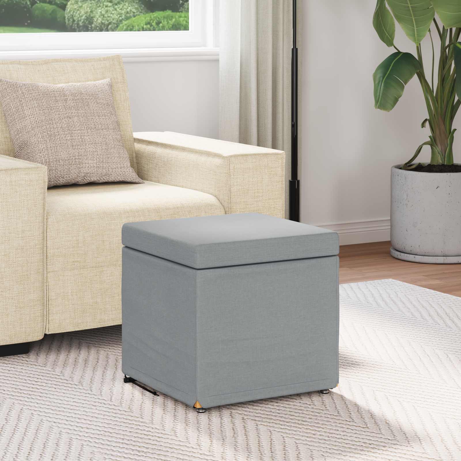 Thumbnail - vidaXL Hocker Hellgrau 41 x 41 x 40 cm Stoff und Pressholz