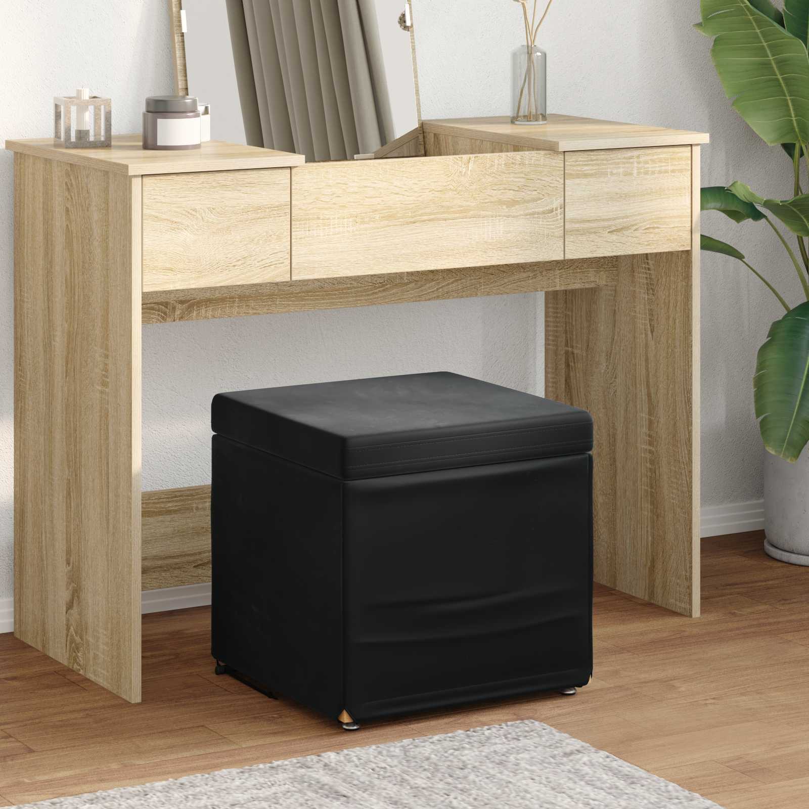 vidaXL Taburet Negru 41 x 41 x 40 cm Catifea și lemn stratificat