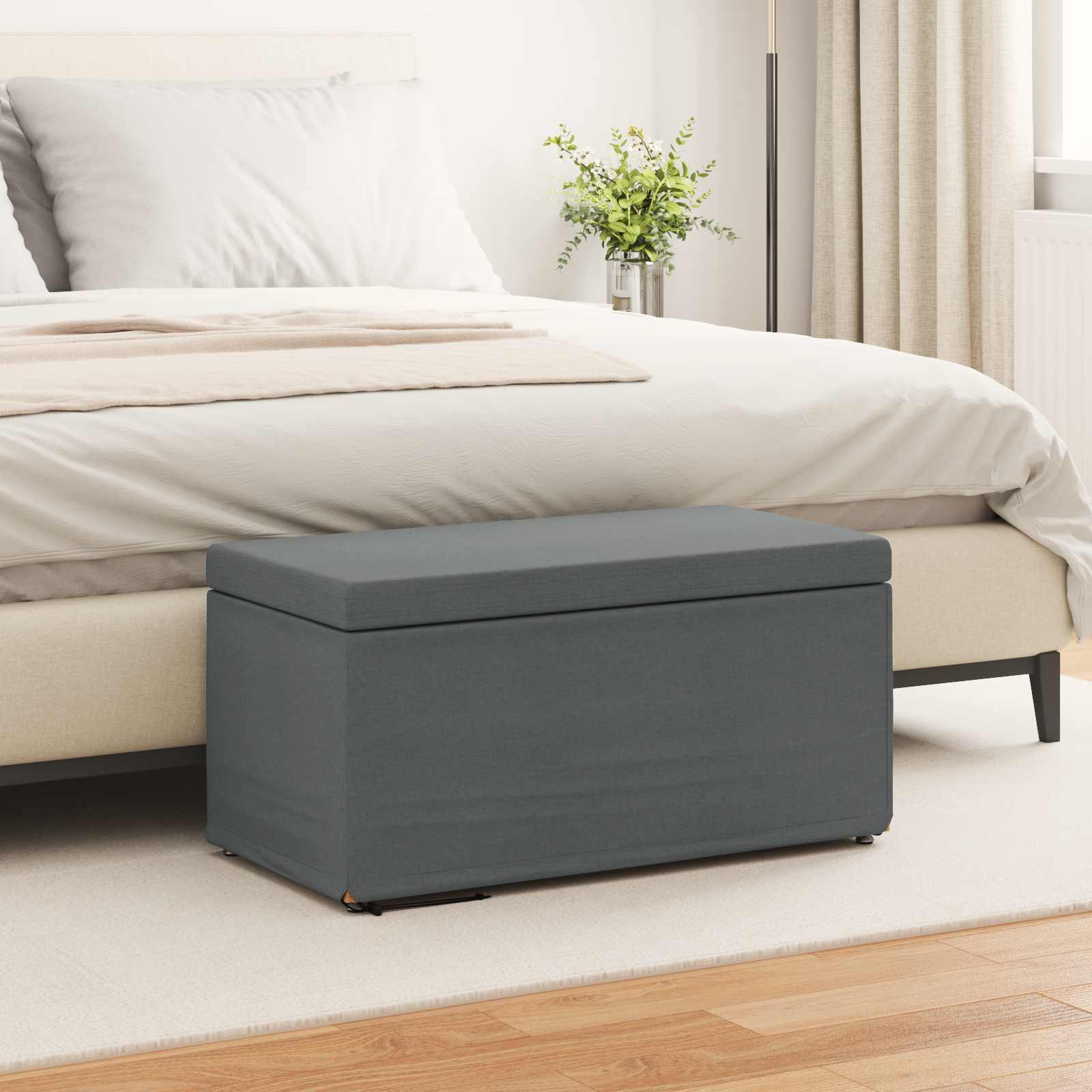 vidaXL Hocker Dunkelgrau 81 x 41 x 40 cm Stoff und Pressholz