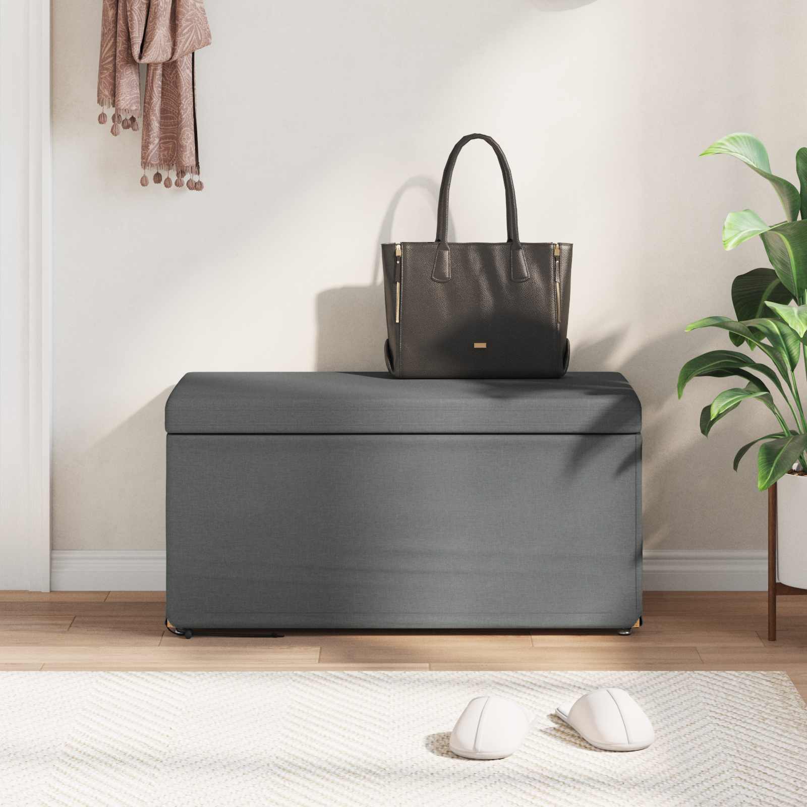 Thumbnail - vidaXL Hocker Dunkelgrau 81 x 41 x 40 cm Stoff und Pressholz