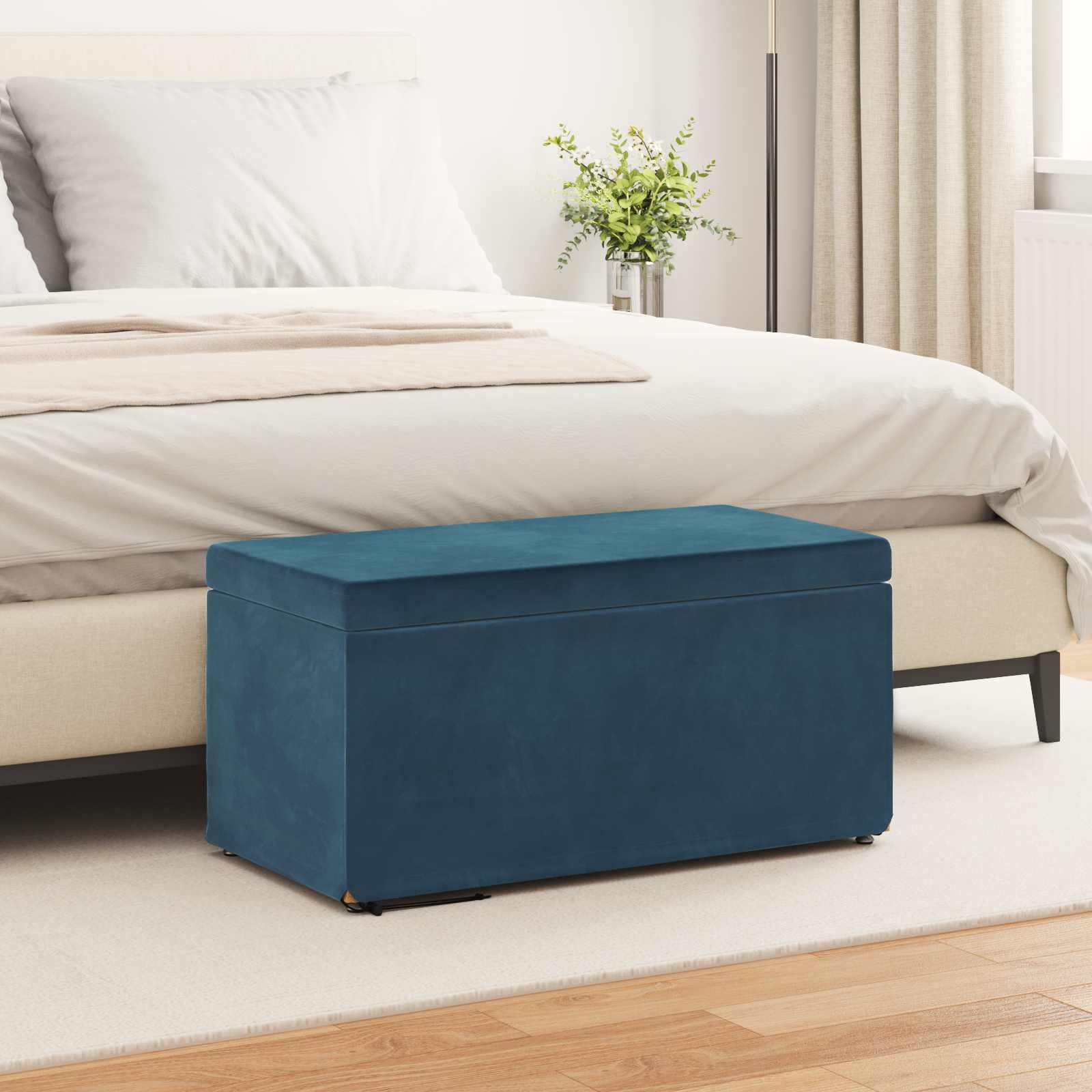 vidaXL Hocker Blau 81 x 41 x 40 cm Samt und Engineering Holz