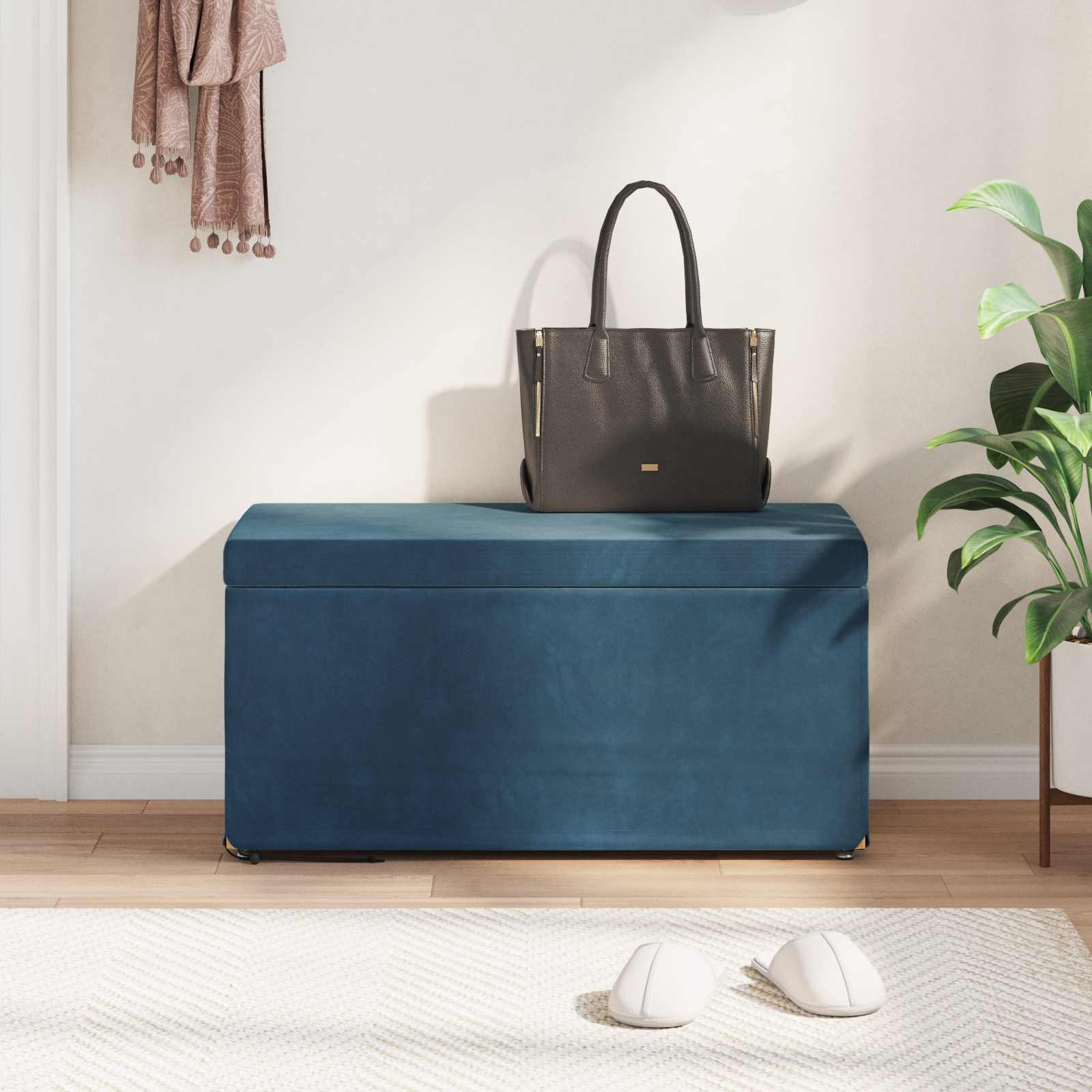 Jalgtool Sinine 81 x 41 x 40 cm Samet ja Töödeldud Puit 3 Kõik vajalik sinu aeda ja koju! Jalgtool Sinine 81 x 41 x 40 cm Samet ja Töödeldud Puit - Image 3