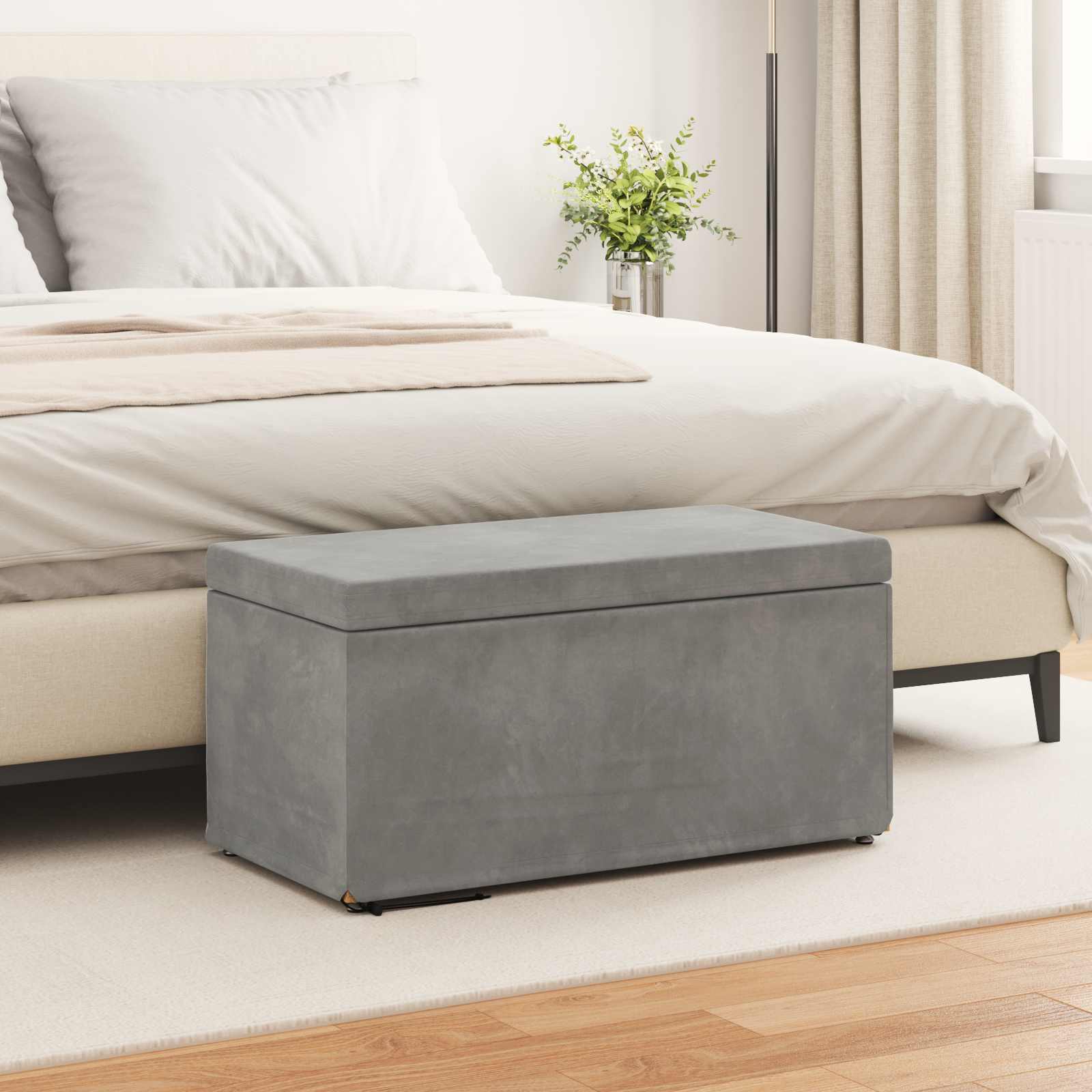 vidaXL Hocker Hellgrau 81 x 41 x 40 cm Samt und Engineering Holz