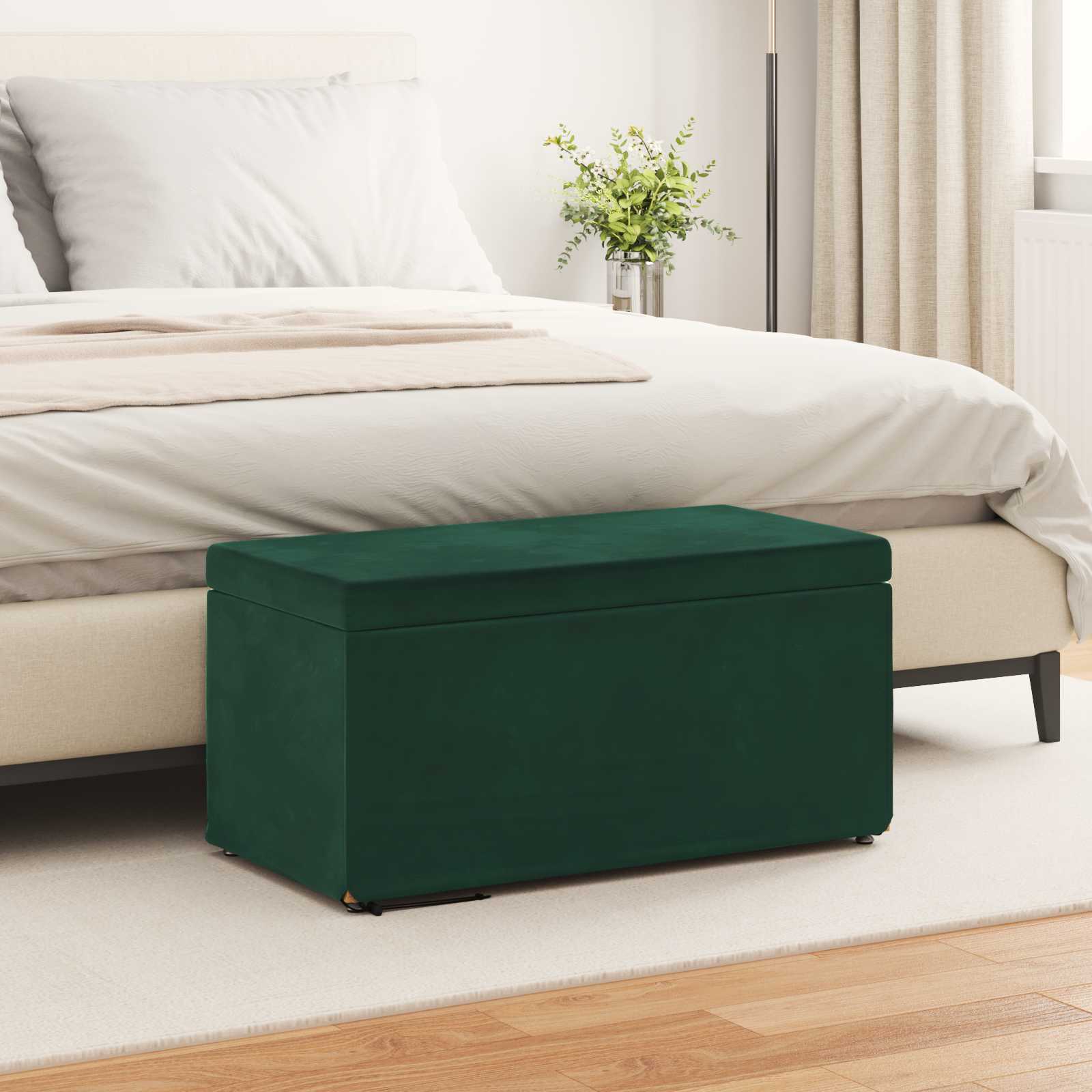 vidaXL Hocker Dunkelgrün 81 x 41 x 40 cm Samt und Engineering Holz