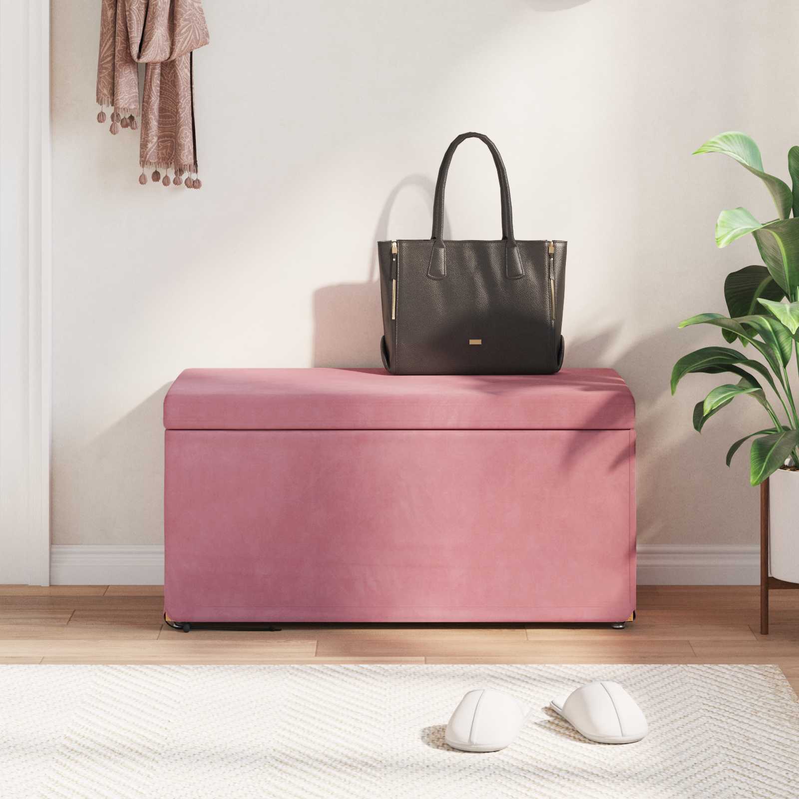 Thumbnail - vidaXL Hocker Rosa 81 x 41 x 40 cm Samt und Engineering Holz