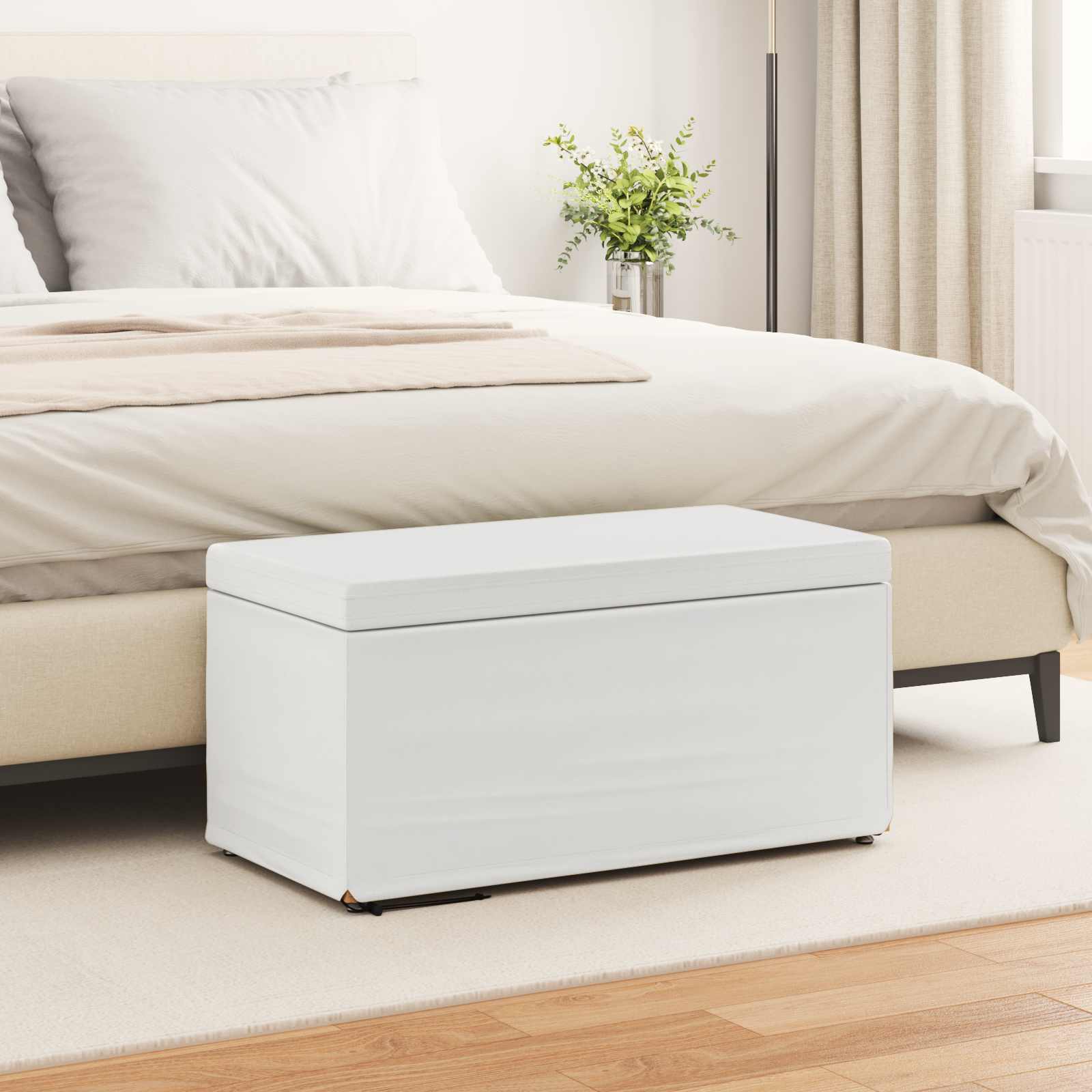 vidaXL Hocker Weiß 81 x 41 x 40 cm Kunstleder und Engineering Holz