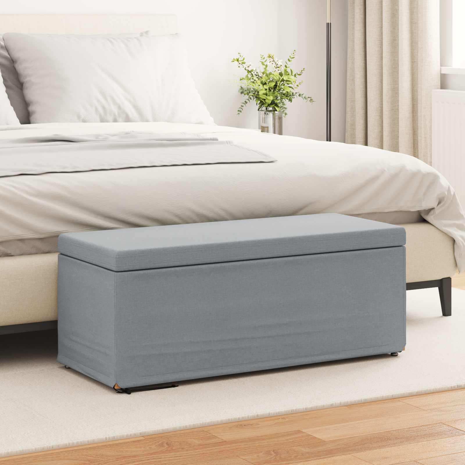 vidaXL Taburet Gri deschis 101 x 41 x 40 cm Stofă și lemn prelucrat