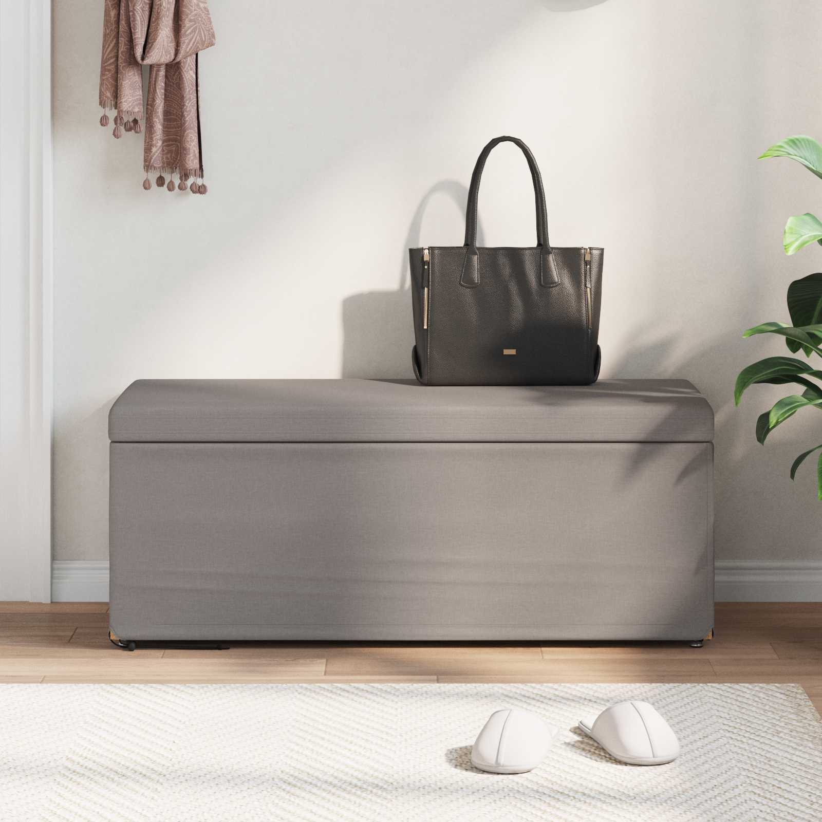 Thumbnail - vidaXL Hocker Taupe 101 x 41 x 40 cm Stoff und Pressholz