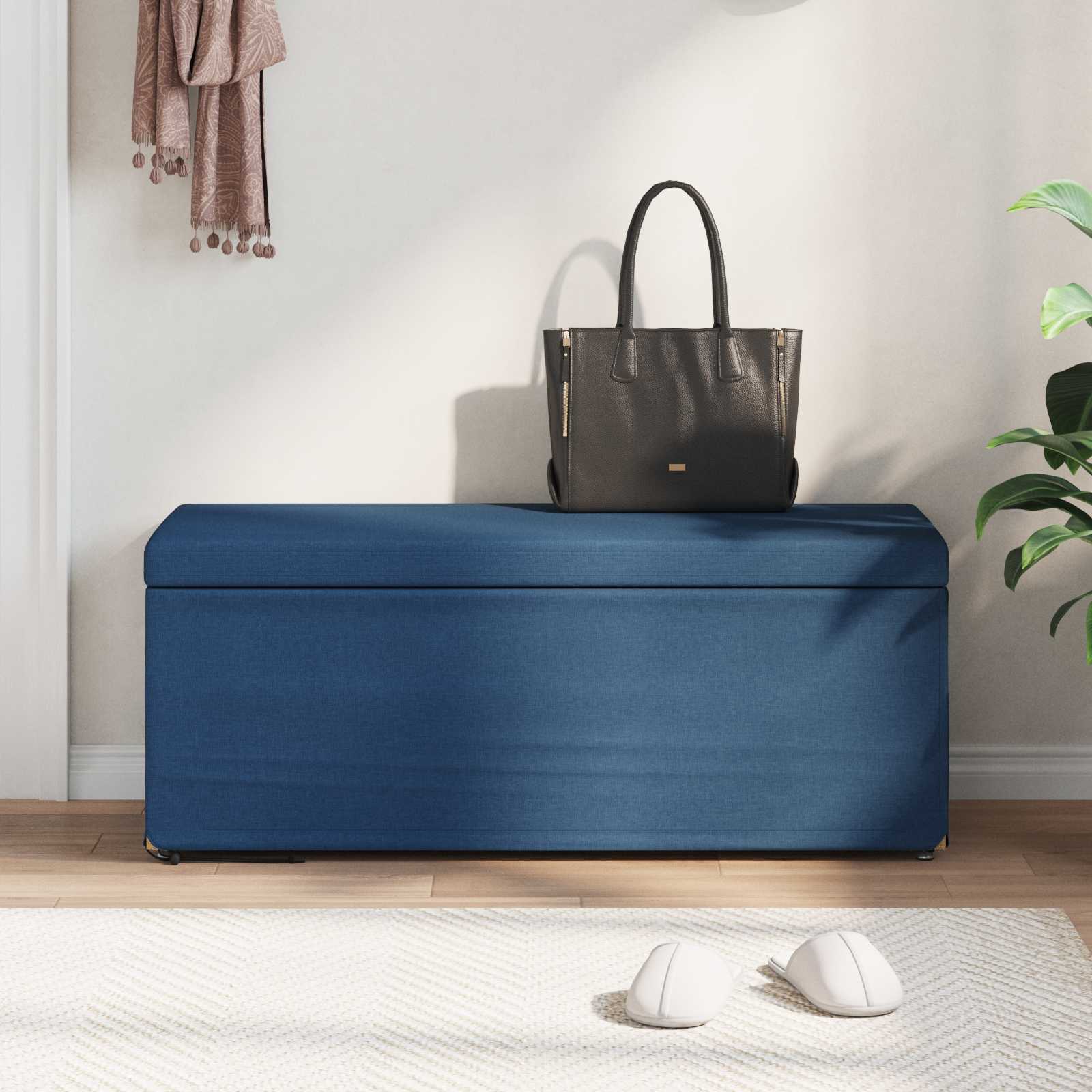 Thumbnail - vidaXL Hocker Blau 101 x 41 x 40 cm Stoff und Pressholz