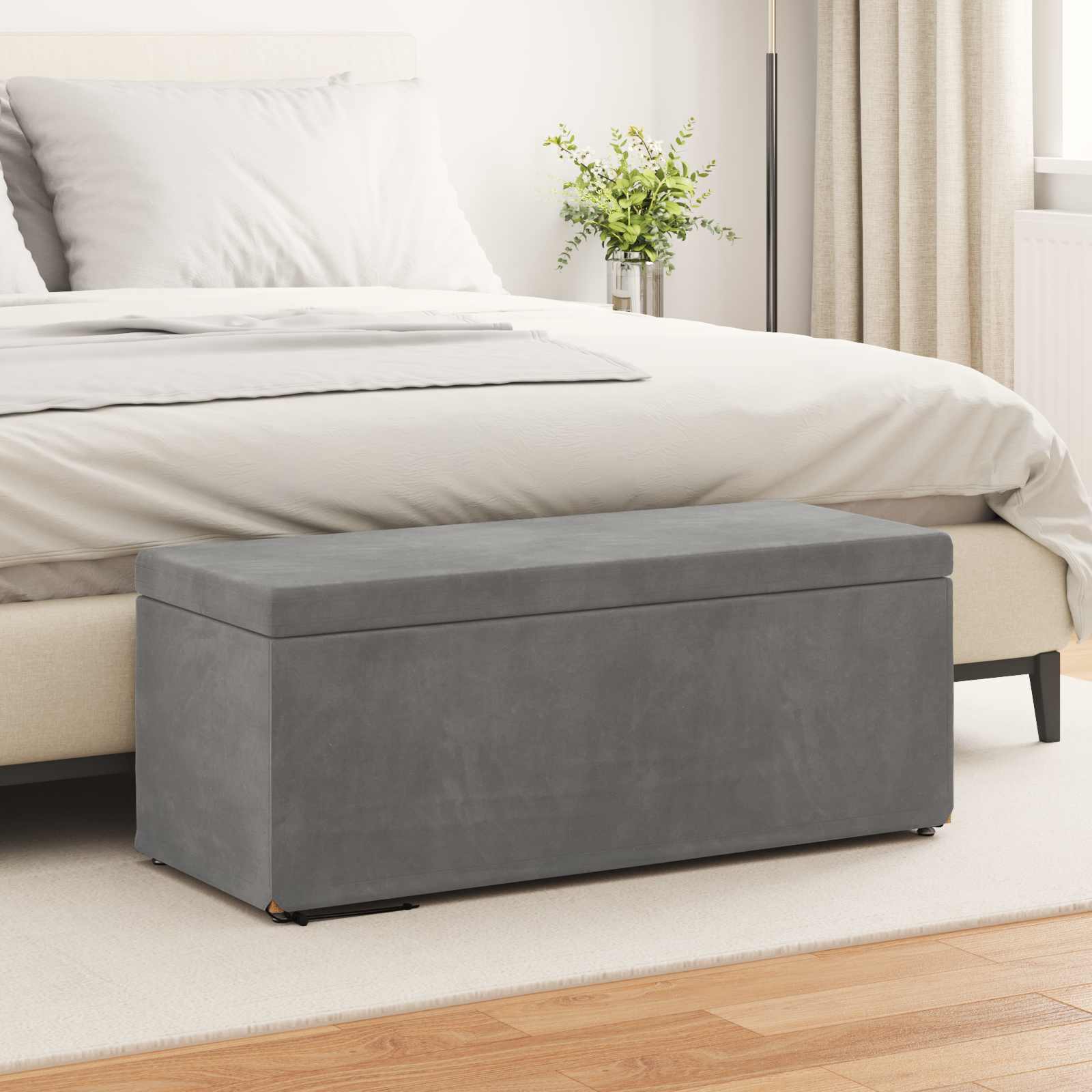 vidaXL Hocker Dunkelgrau 101 x 41 x 40 cm Samt und Engineering Holz