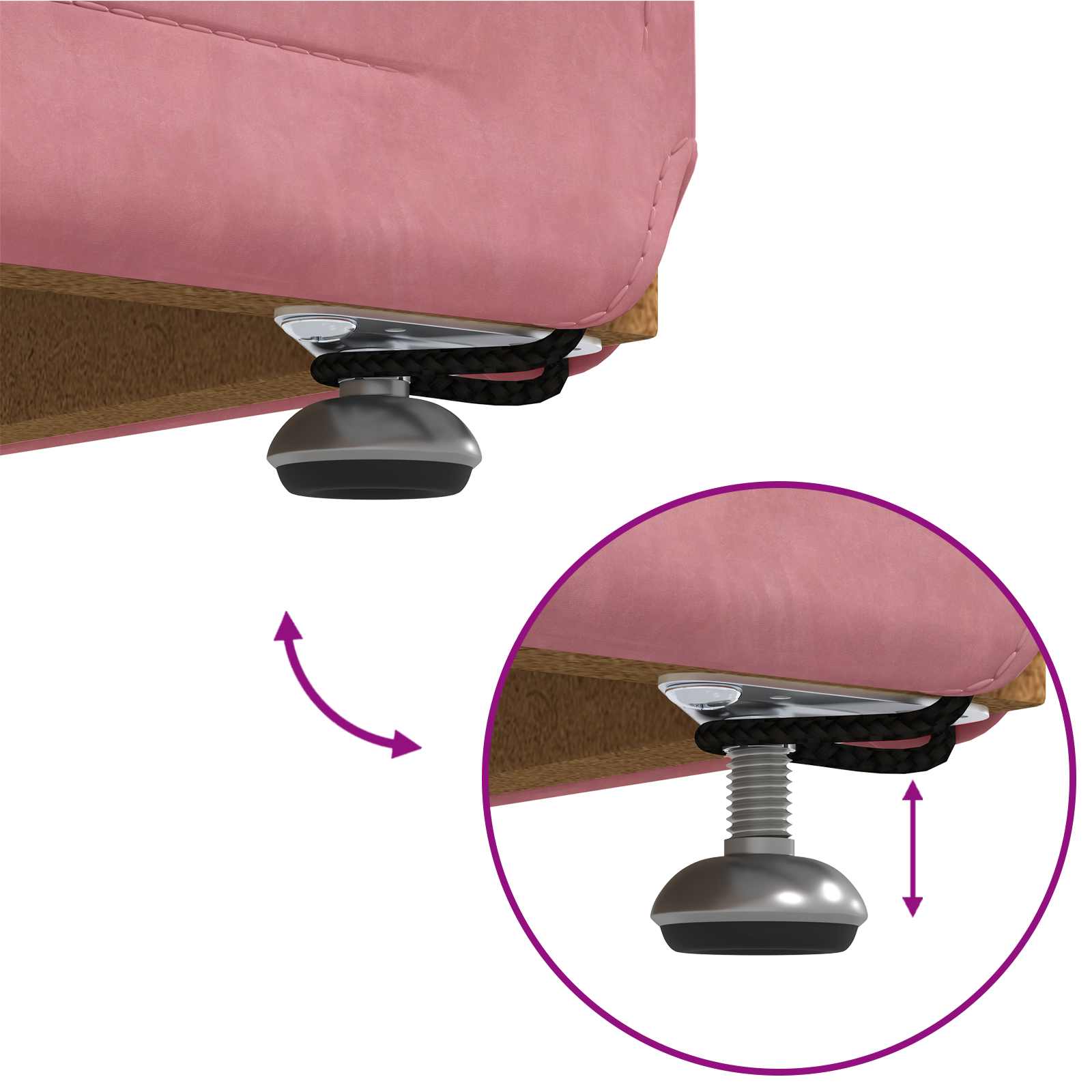 Jalgtool Roosa 101 x 41 x 40 cm Samet ja Töödeldud Puit 7 Kõik vajalik sinu aeda ja koju! Jalgtool Roosa 101 x 41 x 40 cm Samet ja Töödeldud Puit - Image 7