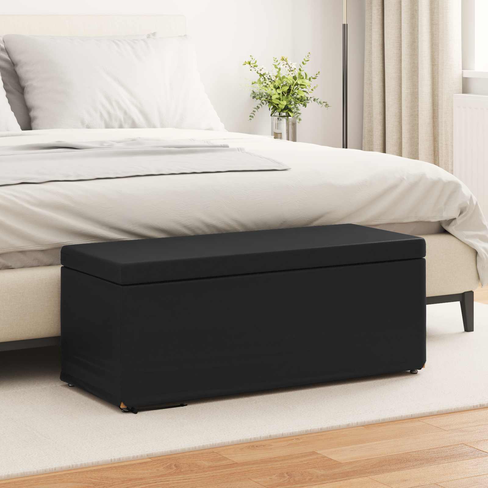 vidaXL Hocker Schwarz 101 x 41 x 40 cm Kunstleder und Engineering Holz