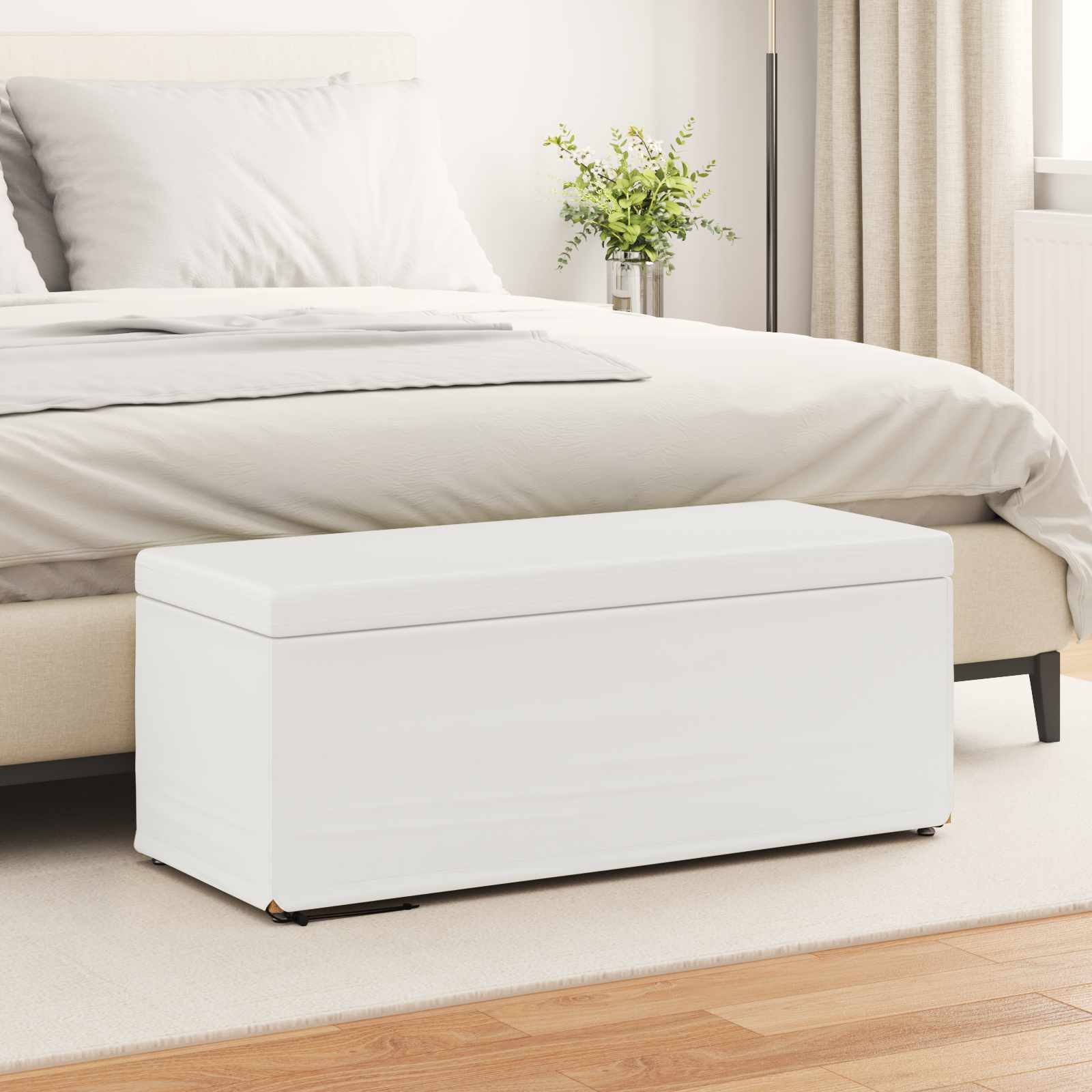 vidaXL Hocker Weiß 101 x 41 x 40 cm Kunstleder und Engineering Holz