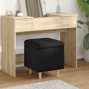 Shranjevalna tabureta z blazino Črna 40 x 40 x 45 cm blago