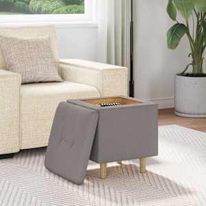 Úložný taburet s polštářem Taupe 40 x 40 x 45 cm textil - obrázek 4