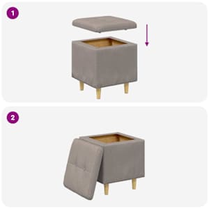 Úložný taburet s polštářem Taupe 40 x 40 x 45 cm textil - obrázek 9