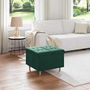 Shranjevalna tabureta Temno zelena 60 x 60 x 45 cm Žamet