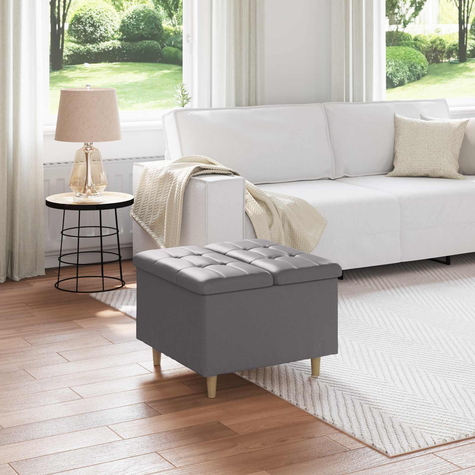 vidaXL Scaun cu buton cu pernă Gri 60 x 60 x 45 cm Piele artificială