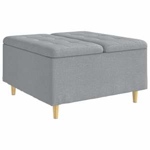 Úložný taburet s polštářem Světle šedá 80 x 80 x 45 cm textil - obrázek 2