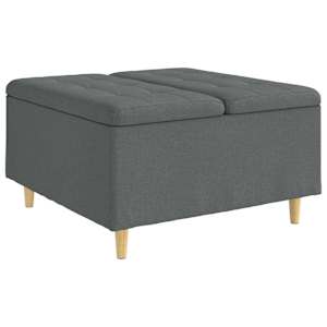 Úložný taburet s polštářem Tmavě šedá 80 x 80 x 45 cm textil - obrázek 2