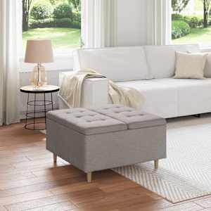 Shranjevalna tabureta z blazino Taupe 80 x 80 x 45 cm blago