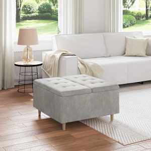 Shranjevalna tabureta Svetlo siva 80 x 80 x 45 cm Žamet