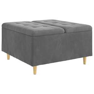 Úložný taburet s polštářem Tmavě šedá 80 x 80 x 45 cm samet - obrázek 2